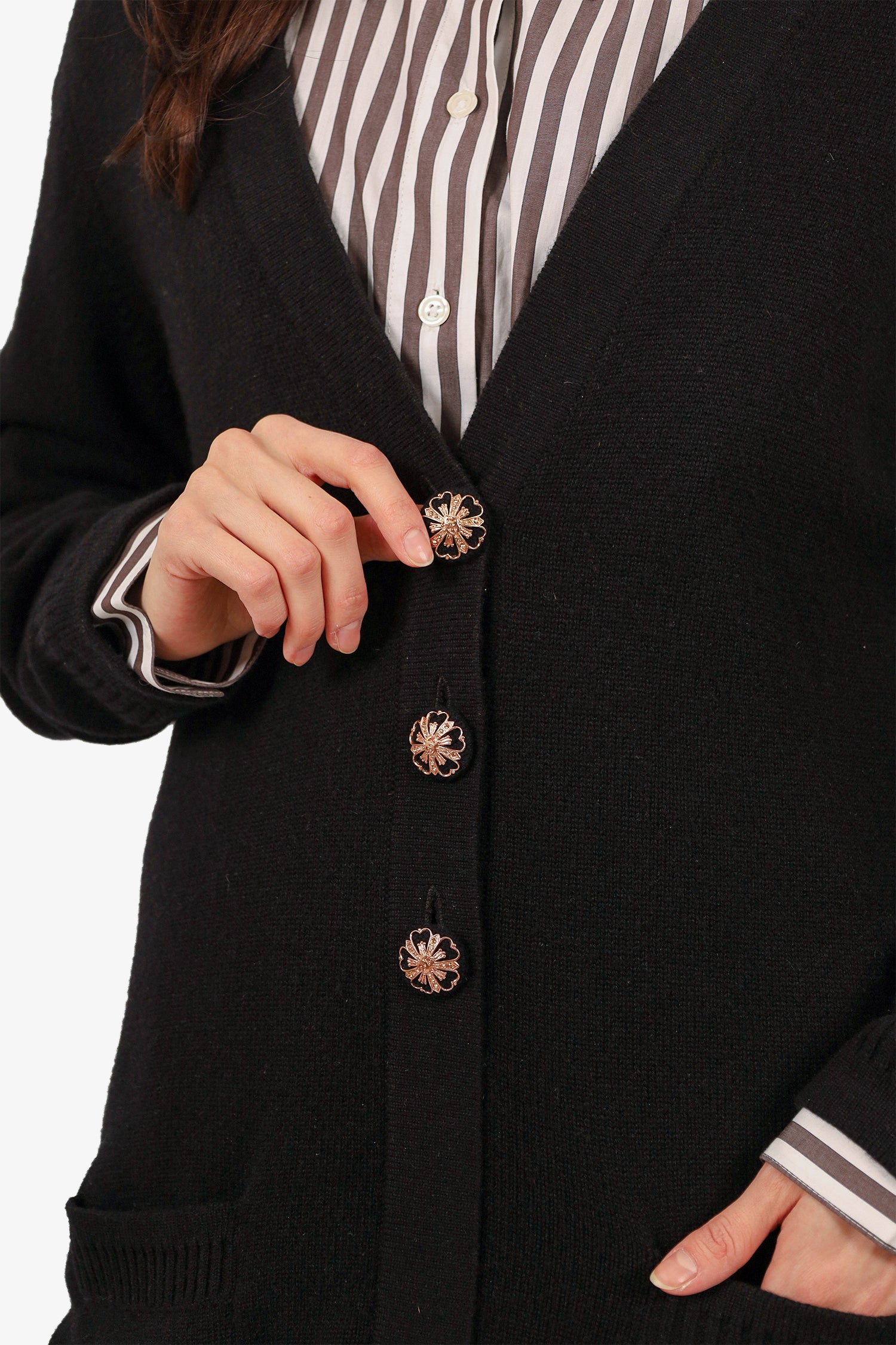 Chanel™ Black Cashmere Cardigan Dress Est. S/M
