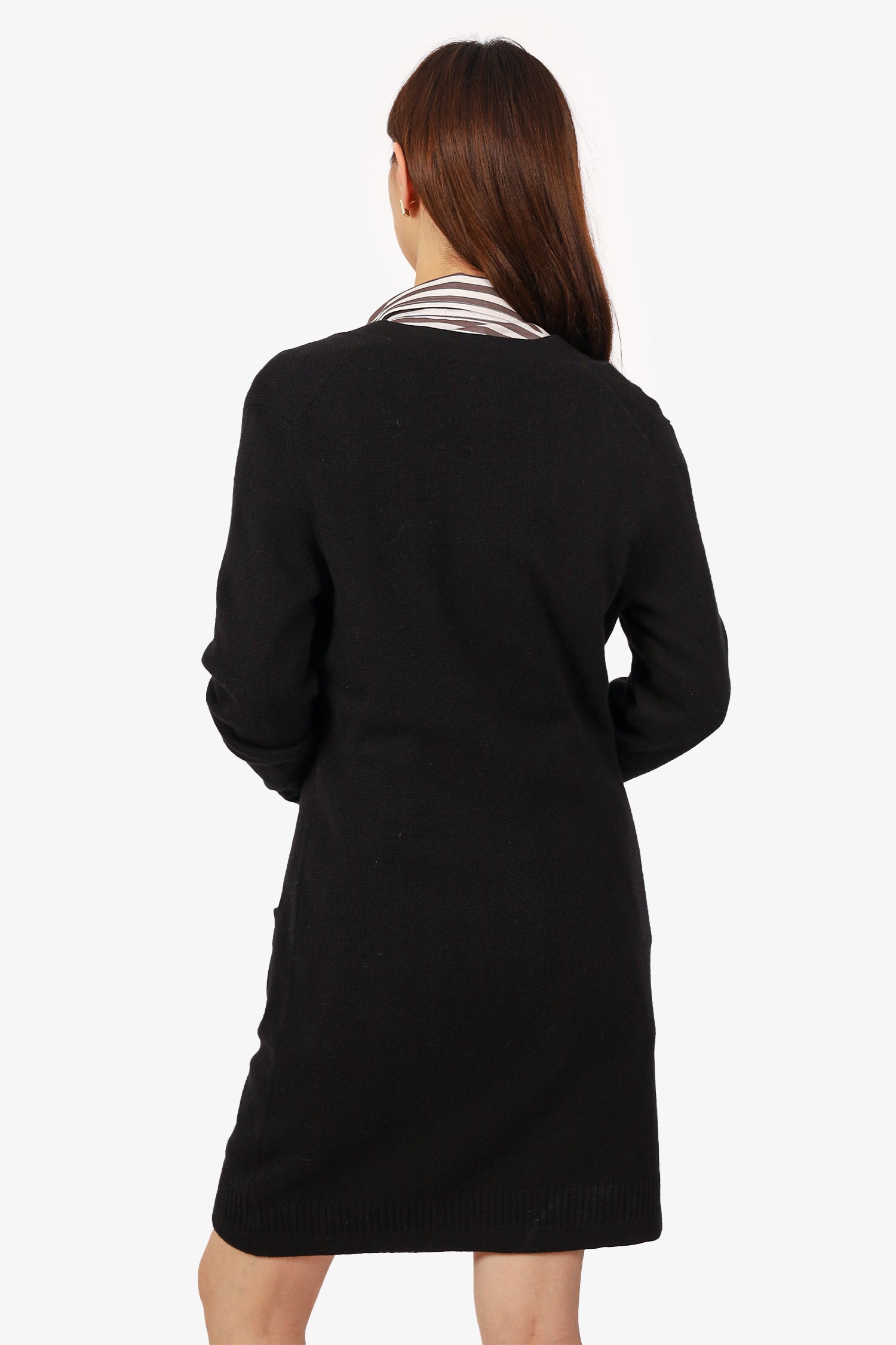 Chanel™ Black Cashmere Cardigan Dress Est. S/M