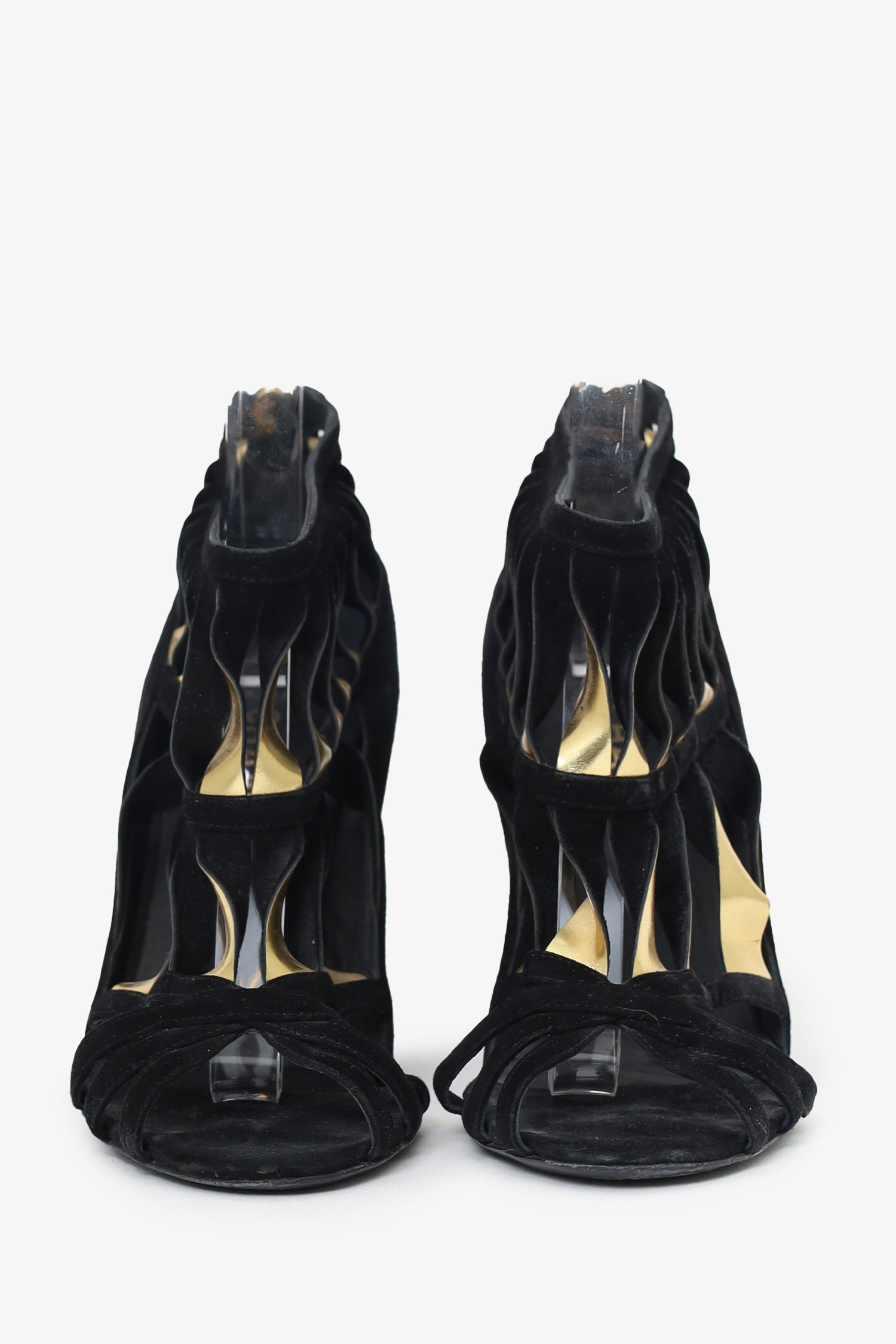 Chanel™ Black/Gold Suede Wedges Size 37