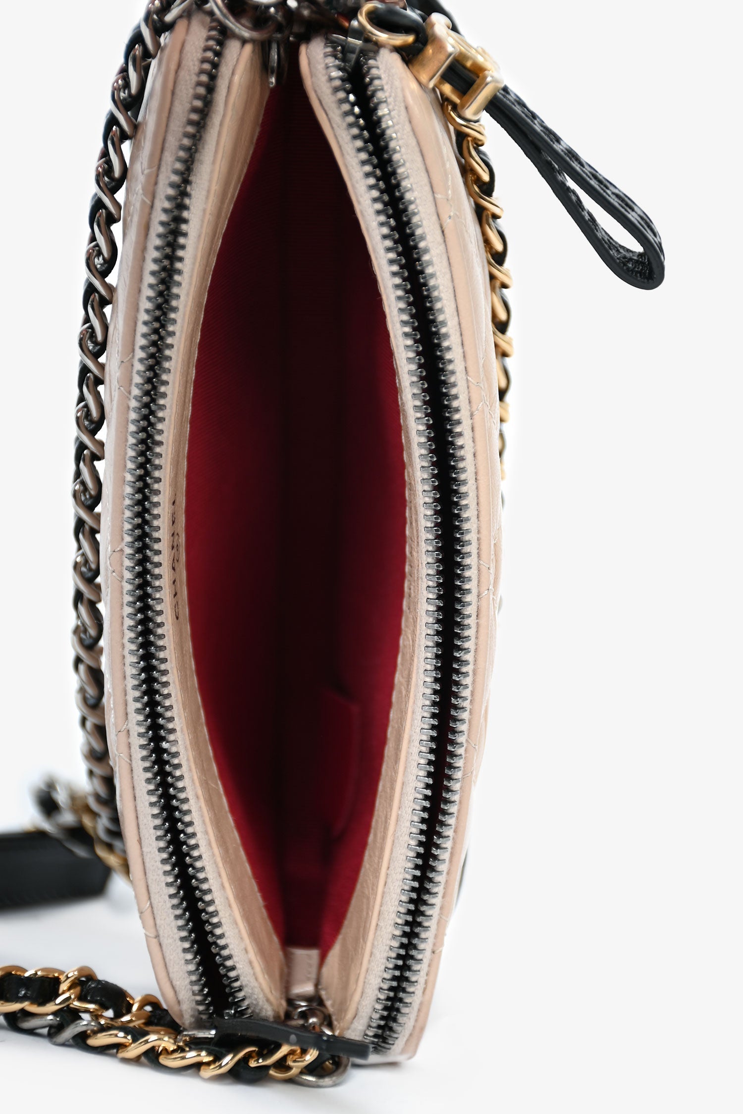 Chanel™ 2017-18 Beige/Black Leather Gabrielle Wallet on Chain