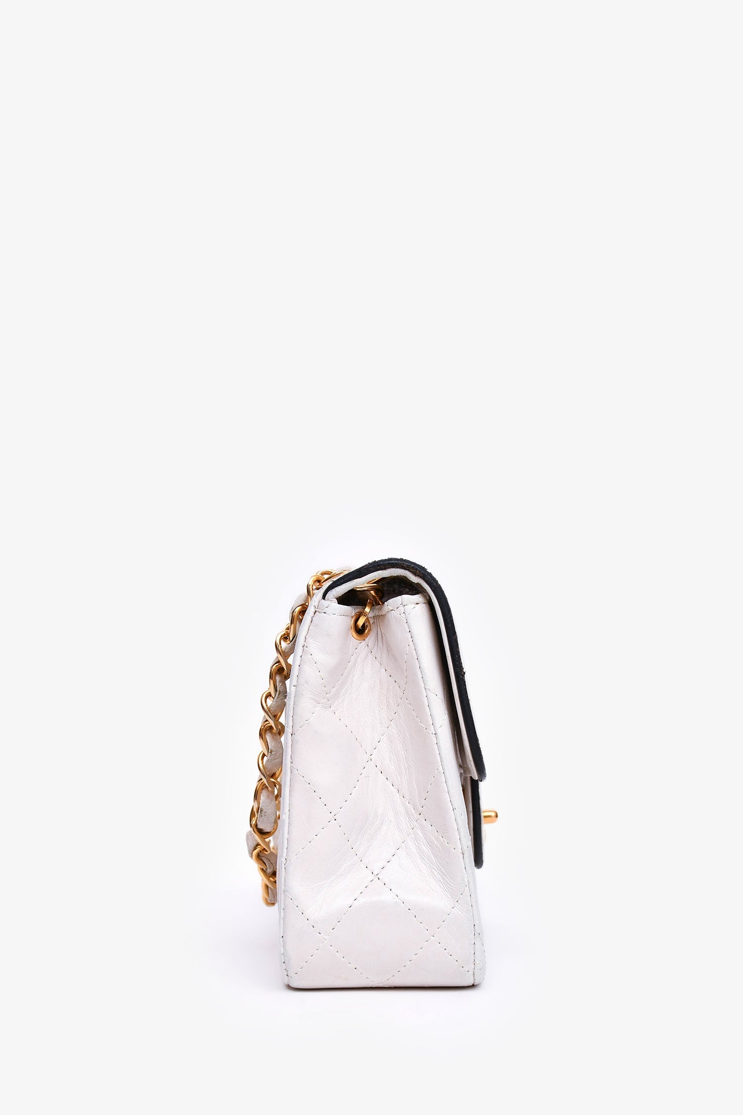 Chanel™ 1989-91 White/Black Lambskin Leather Mini Square Flap Bag (Refurbished)