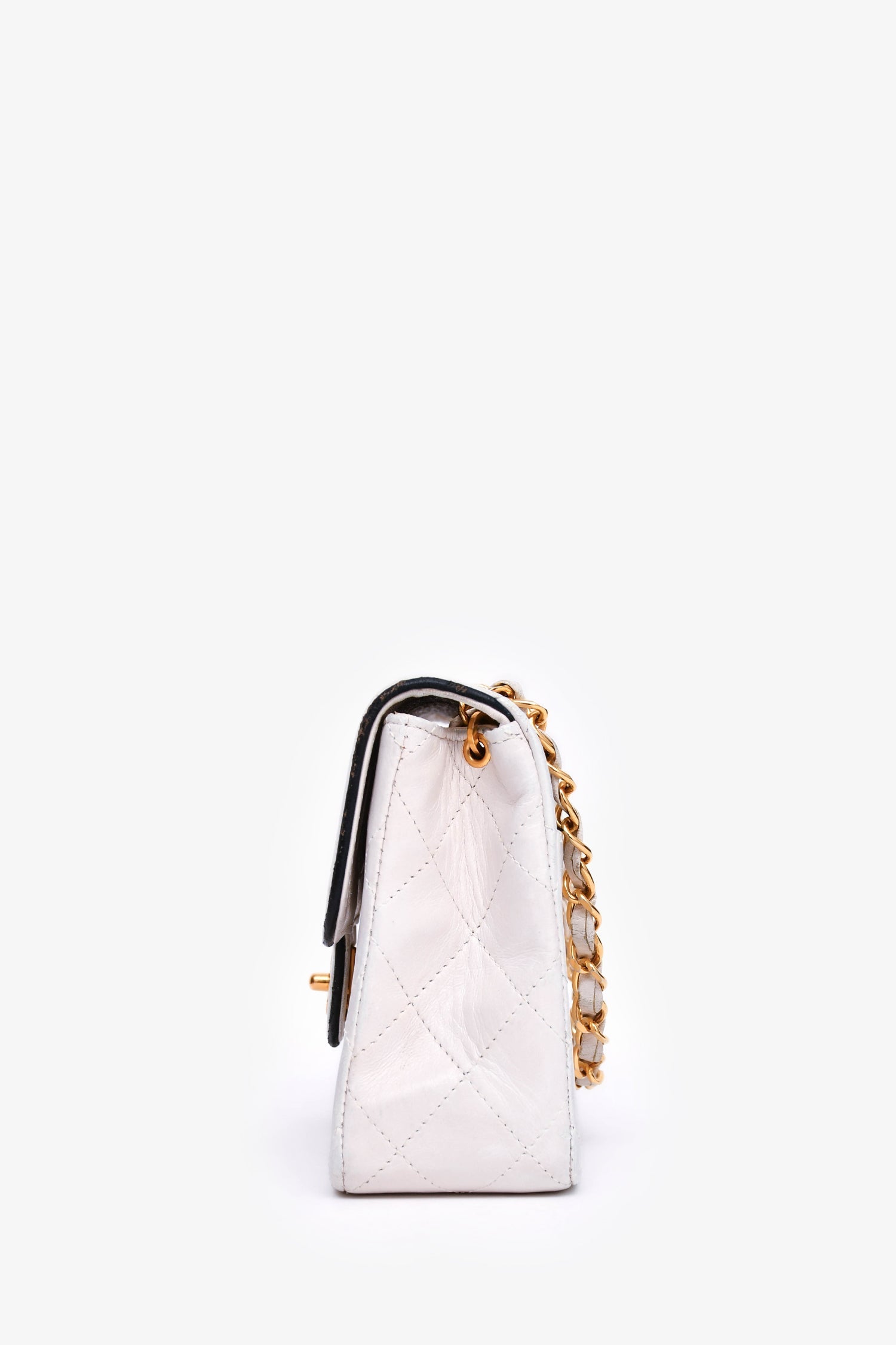 Chanel™ 1989-91 White/Black Lambskin Leather Mini Square Flap Bag (Refurbished)
