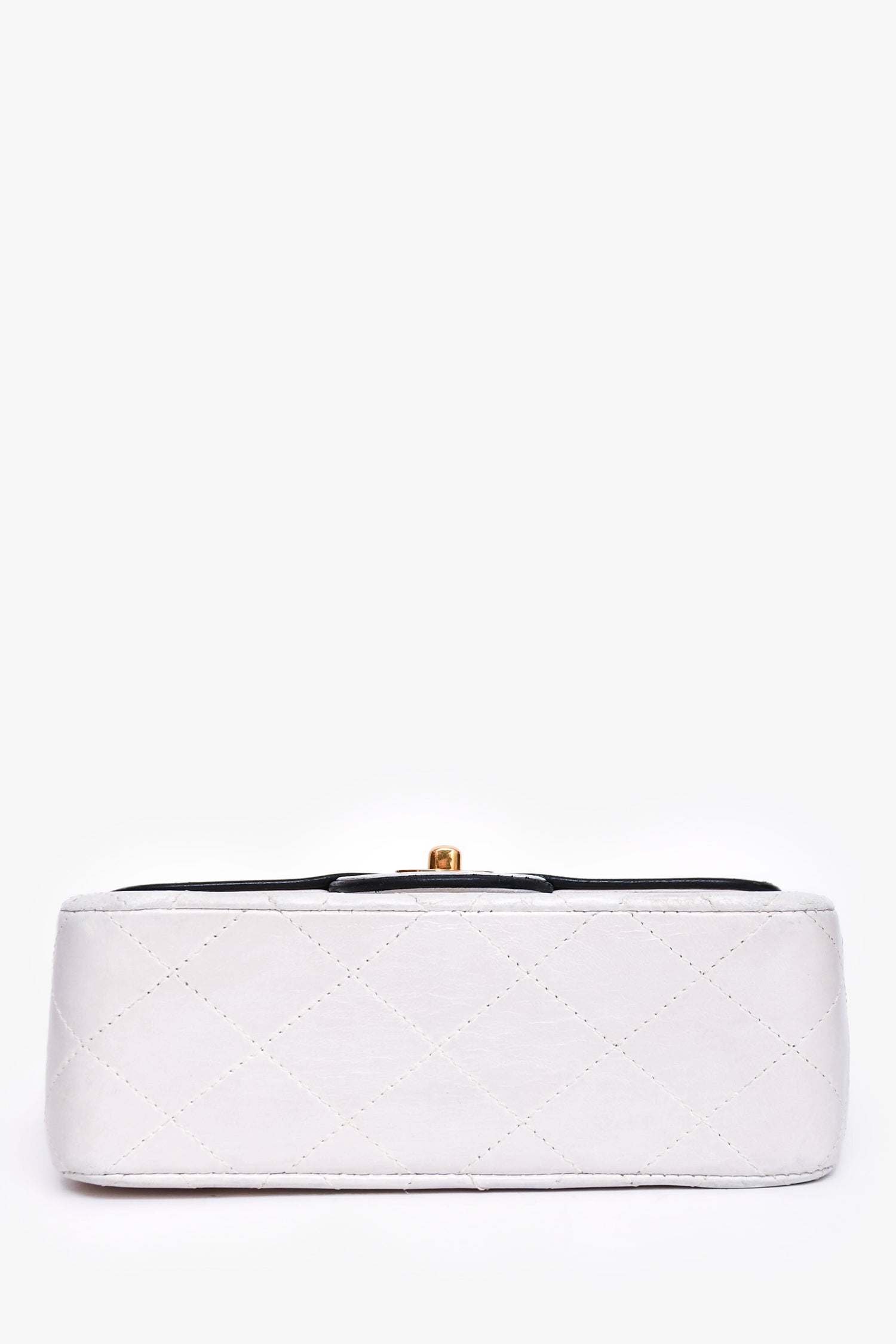 Chanel™ 1989-91 White/Black Lambskin Leather Mini Square Flap Bag (Refurbished)