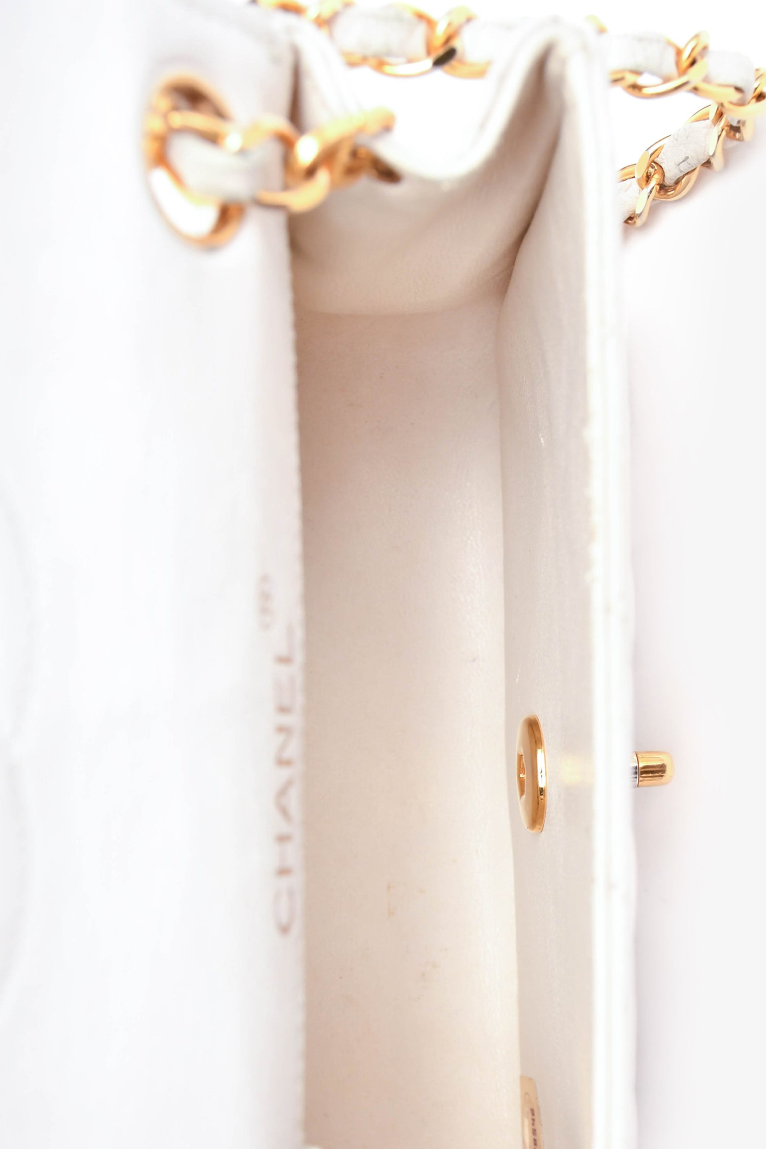 Chanel™ 1989-91 White/Black Lambskin Leather Mini Square Flap Bag (Refurbished)
