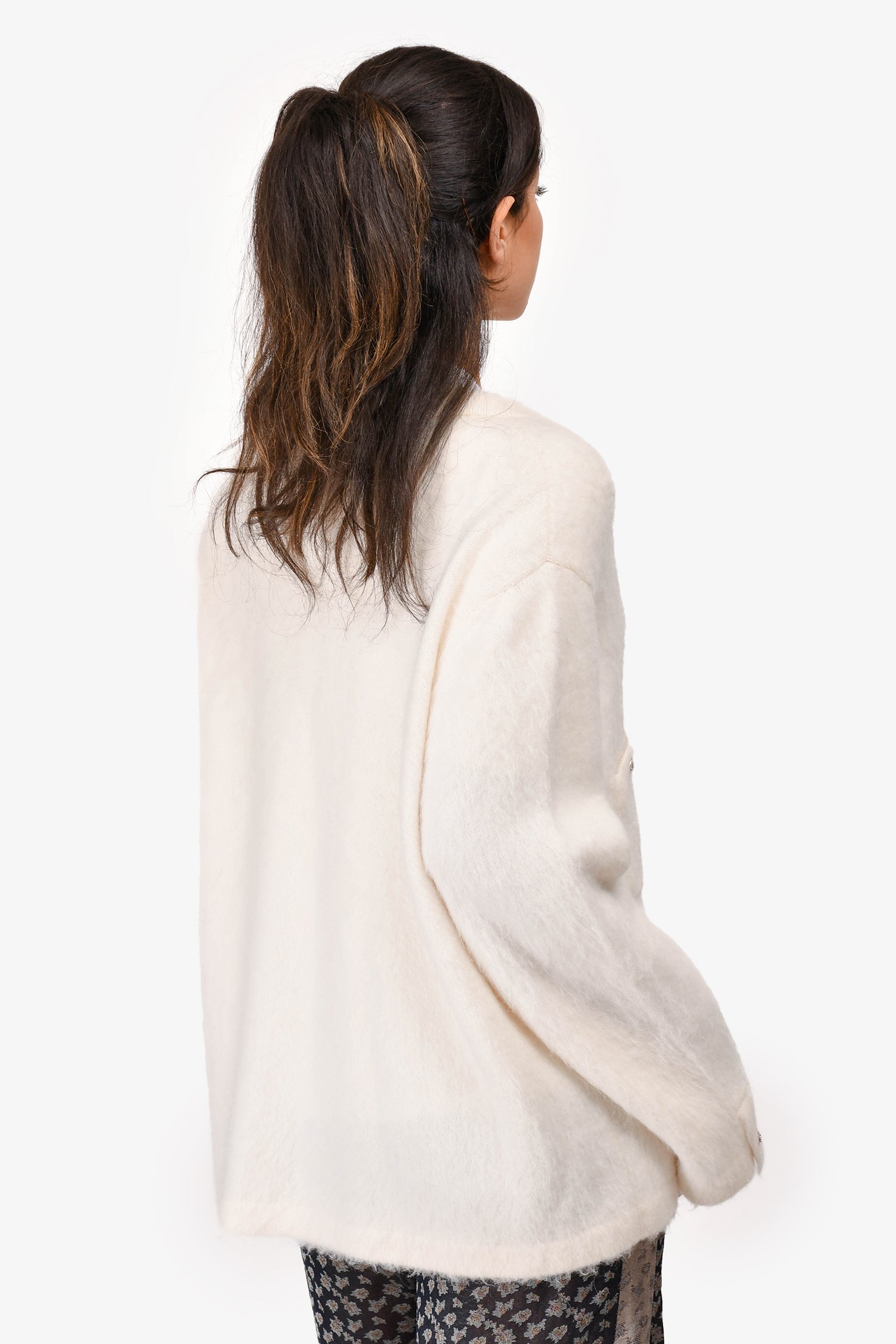 Chanel™ 2019 White Cashmere/Alpaca 4 Pocket Cardigan Size 50