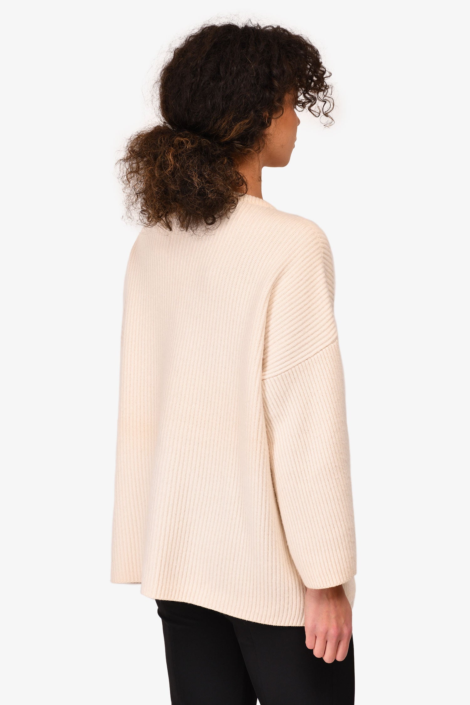 Chanel™ 2014 Cream Cashmere Camellia Flower Detail Sweater Size 40