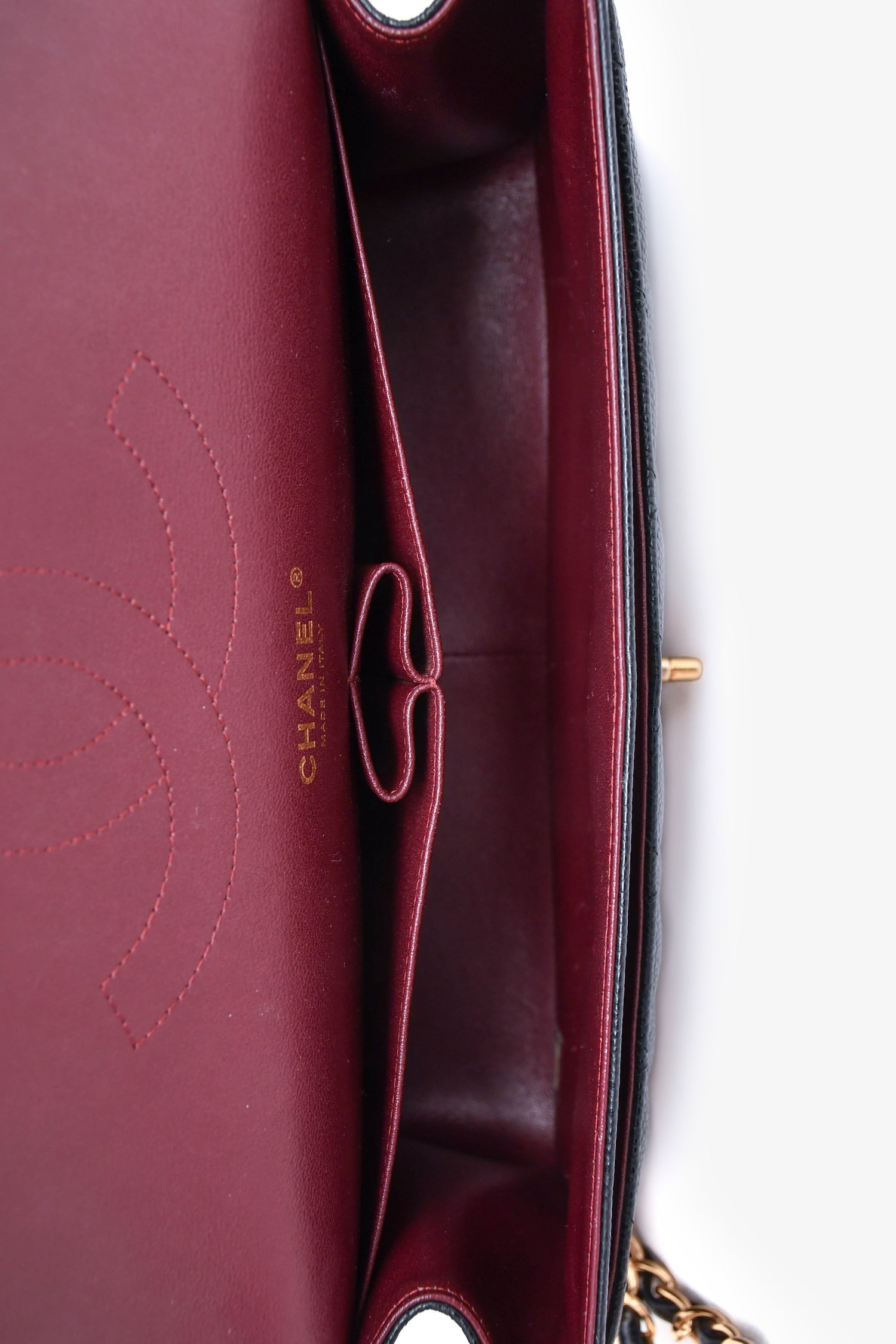 Chanel™ 2019 Black Caviar Leather Jumbo Double Flap Should Bag
