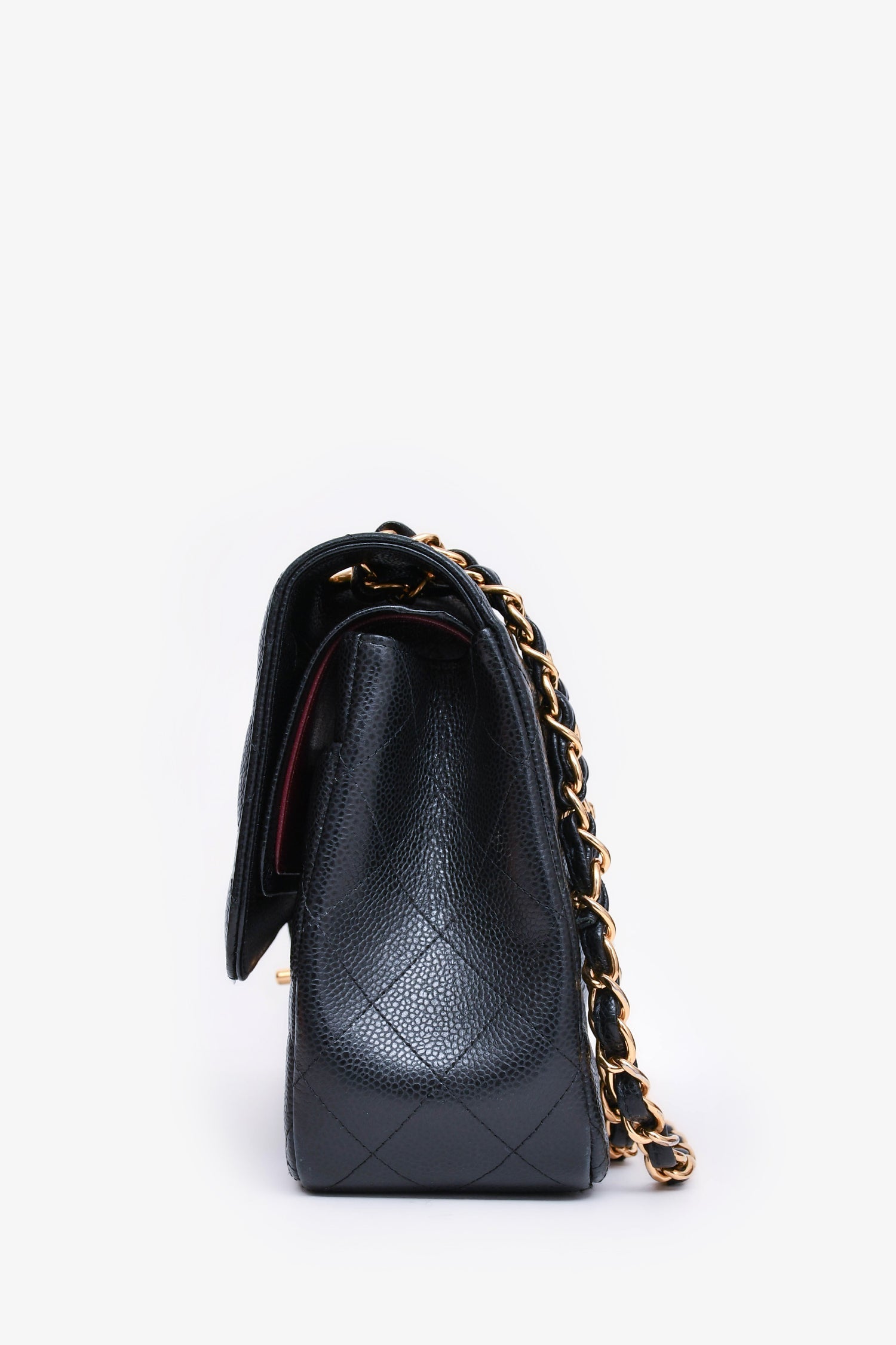 Chanel™ 2019 Black Caviar Leather Jumbo Double Flap Should Bag