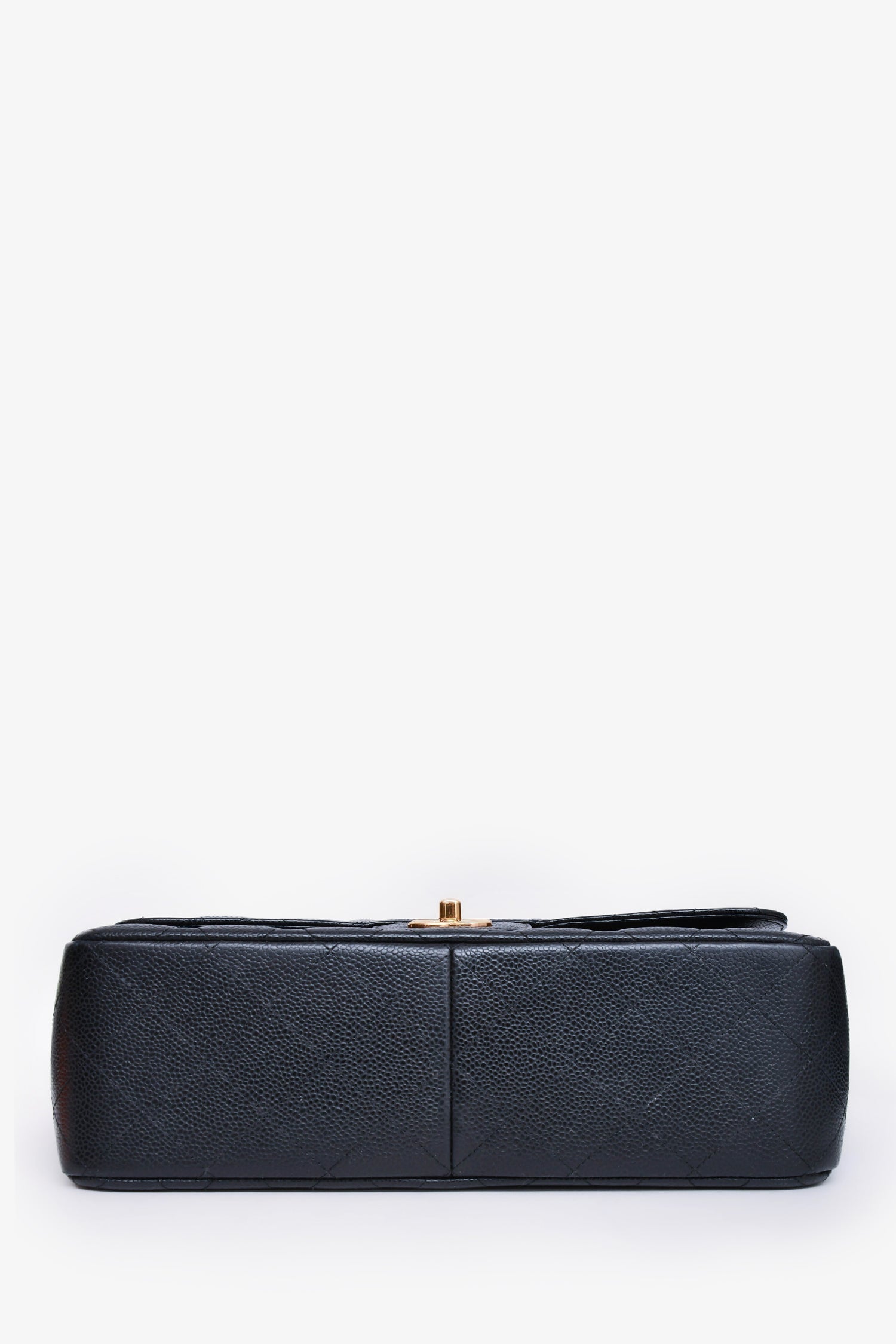 Chanel™ 2019 Black Caviar Leather Jumbo Double Flap Should Bag