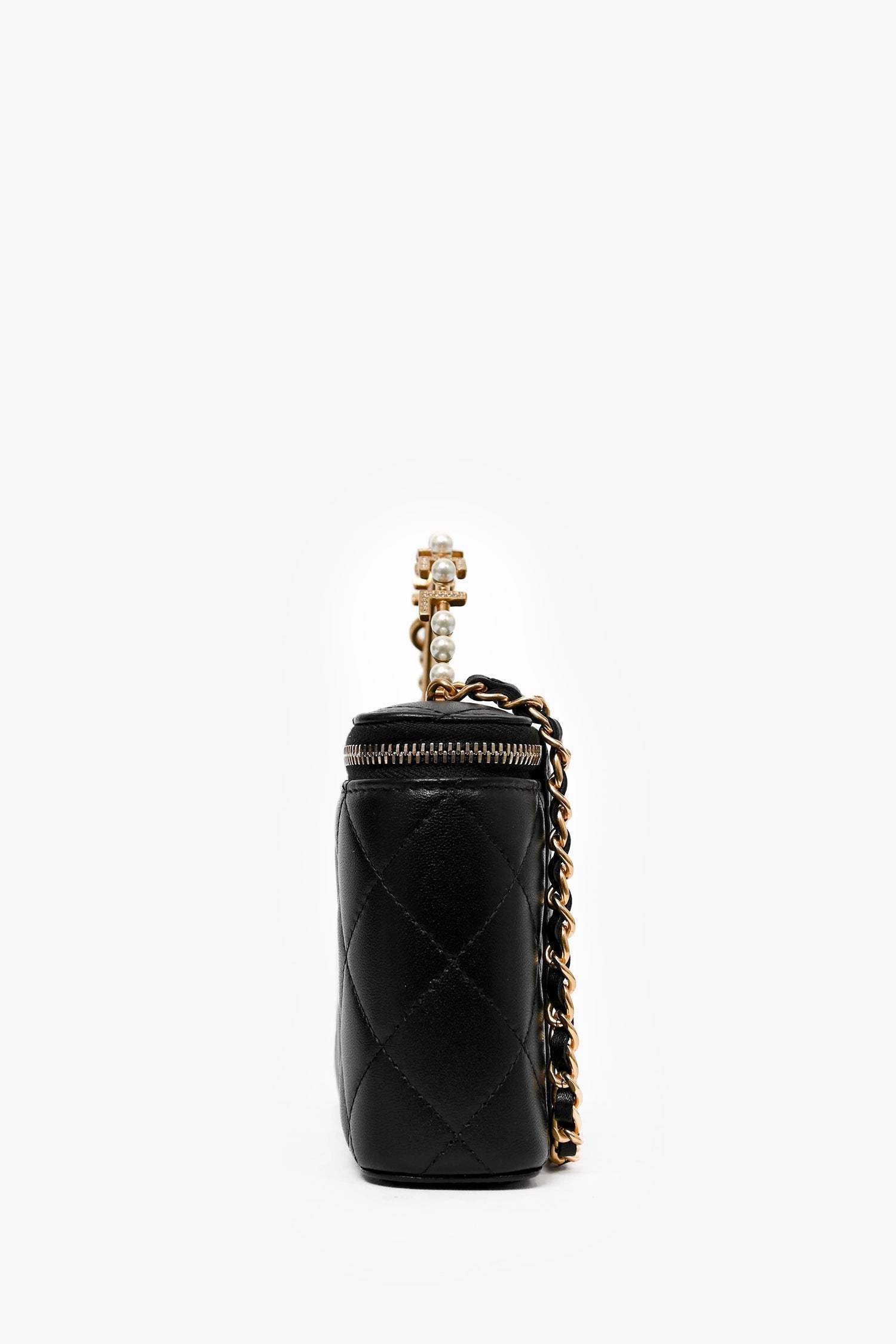 Chanel™ 2023 Black Lambskin Pearl CC Vanity Top Handle