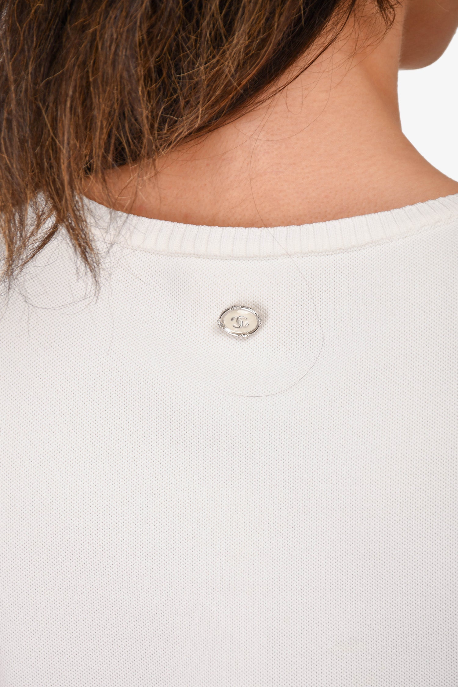 Chanel™ 2005 White Knit Embroidered Tassel Sleeveless Top Size 38