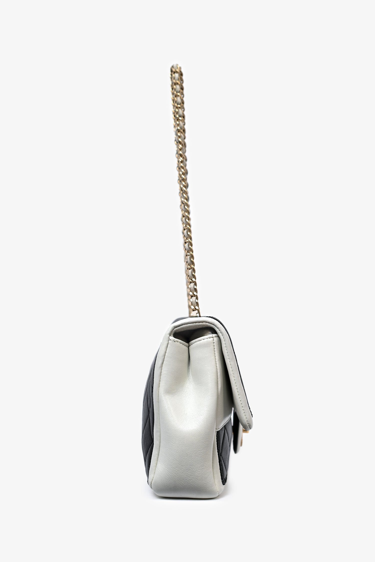 Chanel™ 2012/13 Black/White Lambskin Medium Graphic Flap Bag (Refurbished)