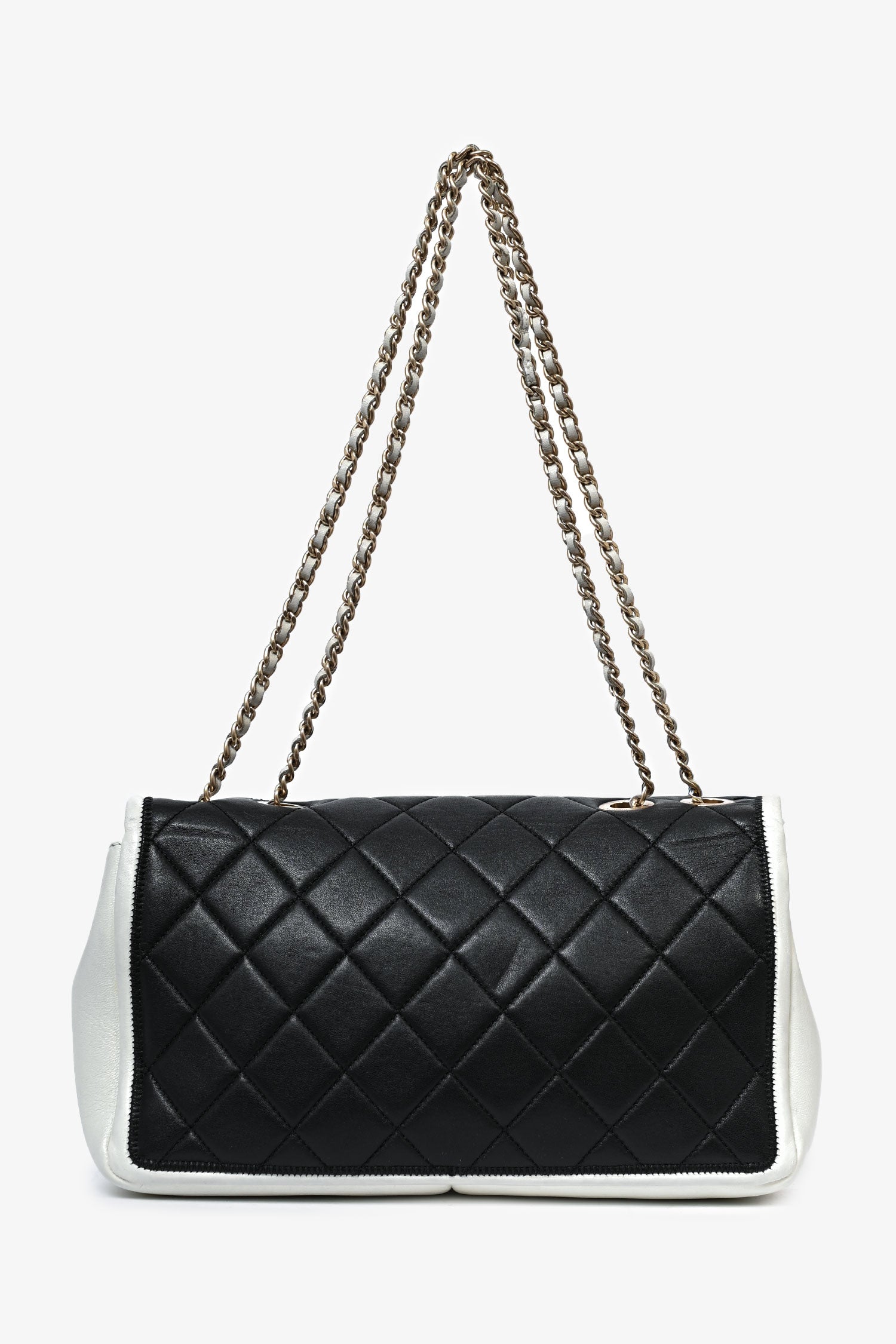Chanel™ 2012/13 Black/White Lambskin Medium Graphic Flap Bag (Refurbished)