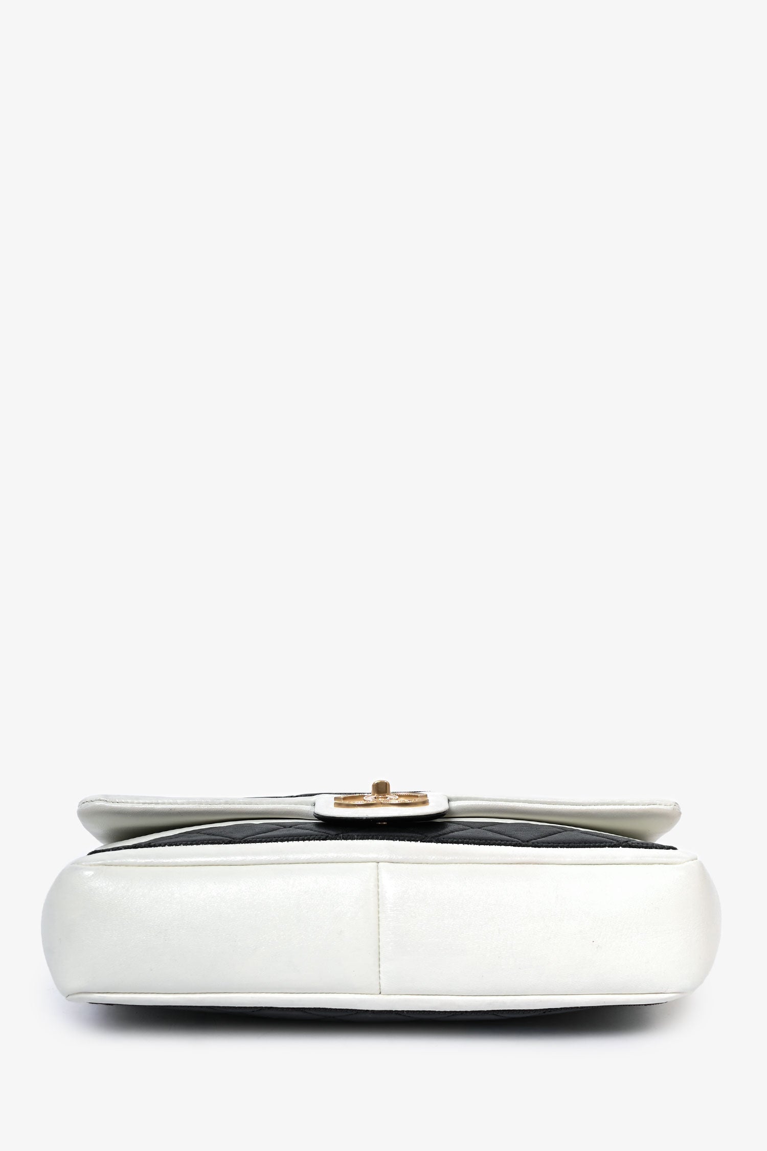 Chanel™ 2012/13 Black/White Lambskin Medium Graphic Flap Bag (Refurbished)