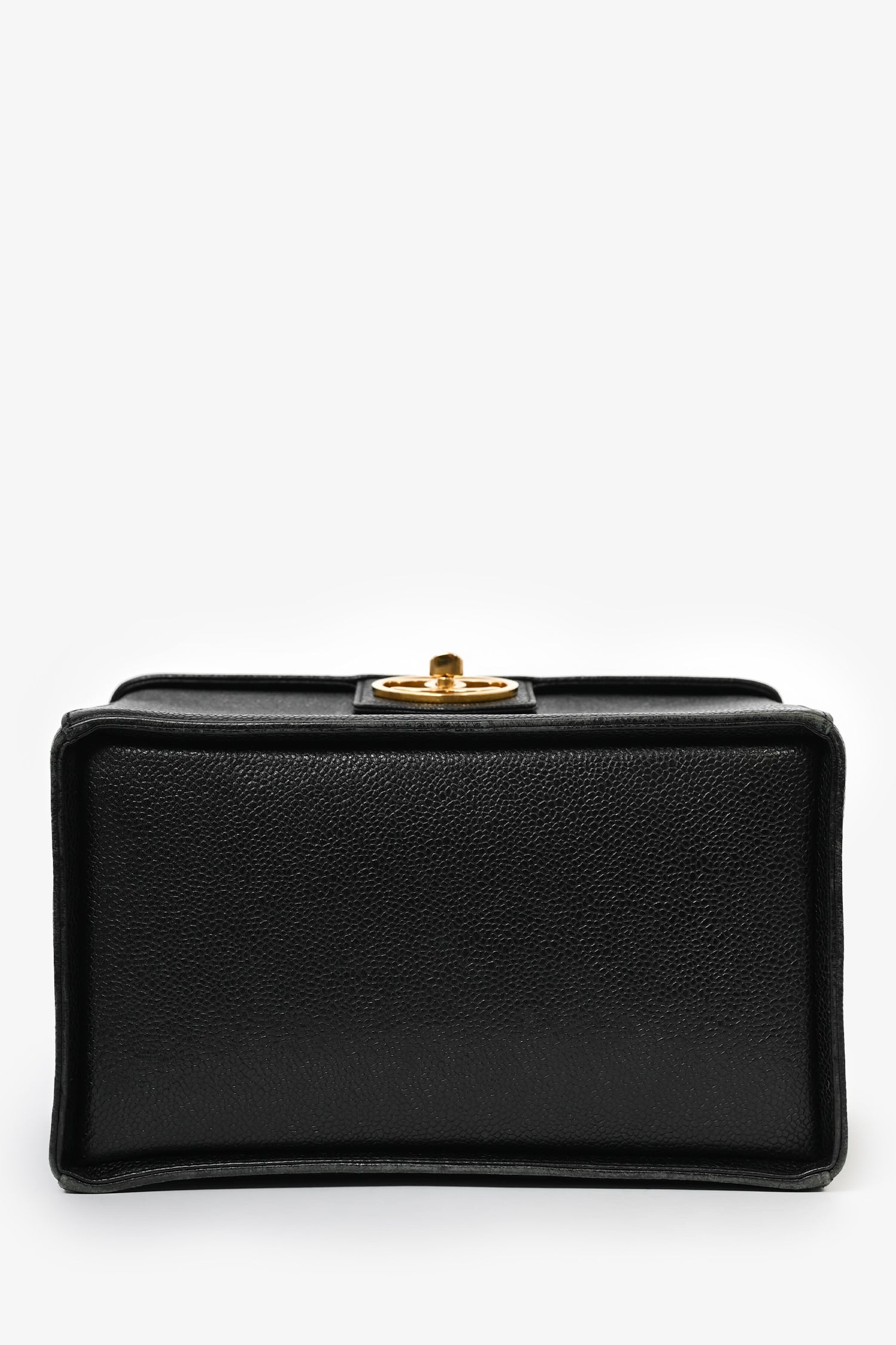 Chanel™ 1991-94 Vintage Black Caviar Leather CC Box Vanity Makeup Case with Chain Strap (As Is)
