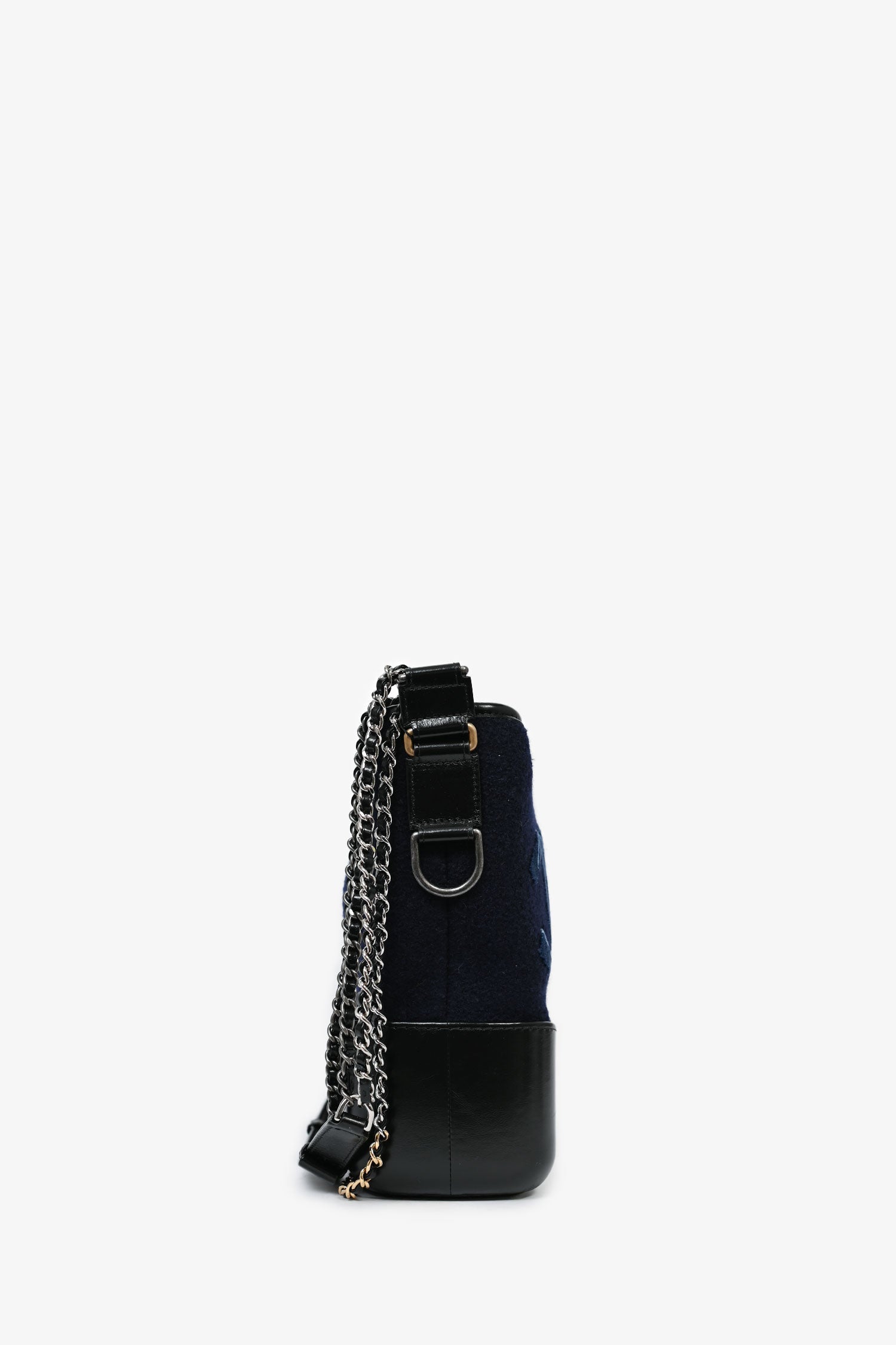 Chanel™ 2019 Navy Wool 'Paris Hamburg' Embroidered Large Gabrielle Hobo