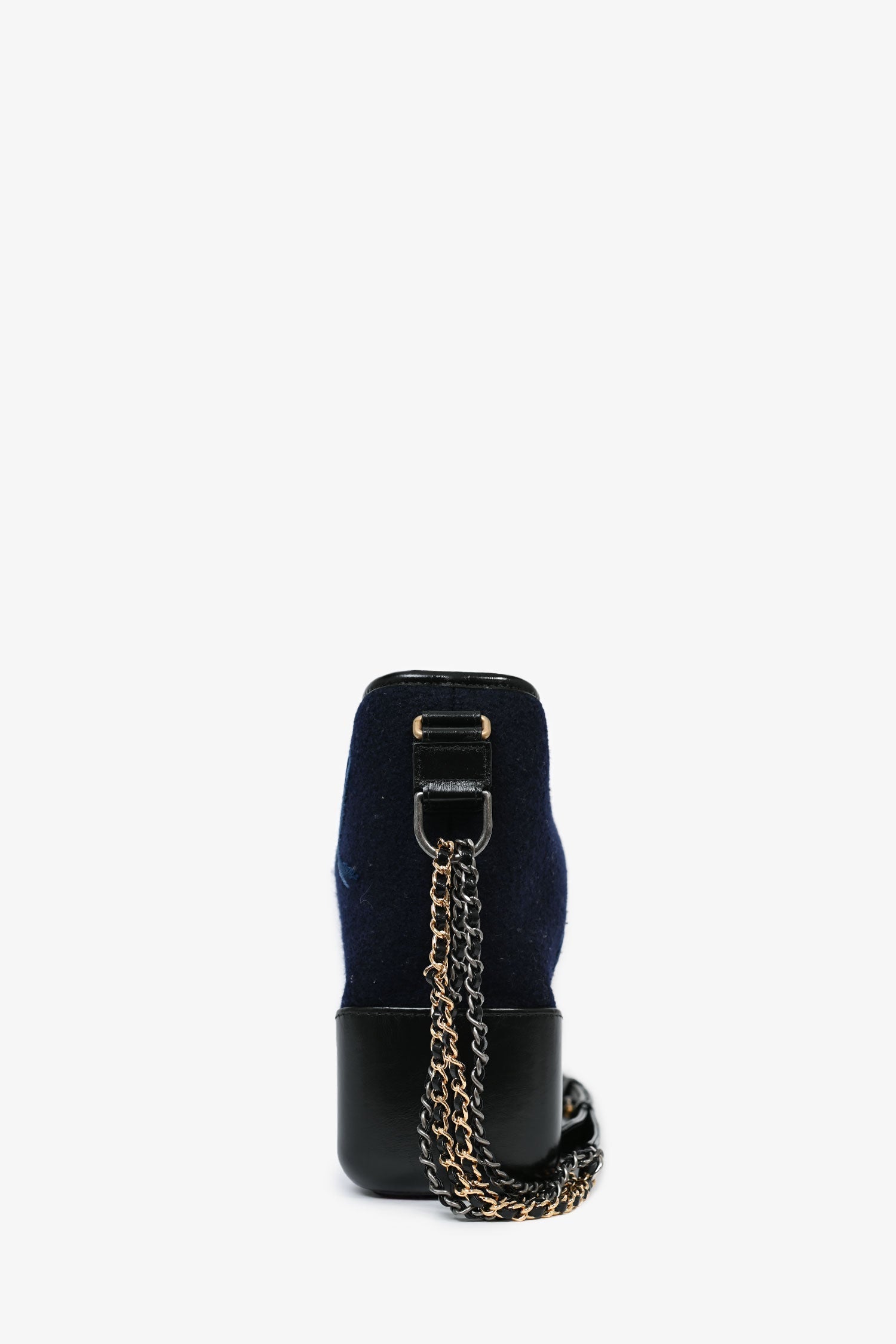 Chanel™ 2019 Navy Wool 'Paris Hamburg' Embroidered Large Gabrielle Hobo