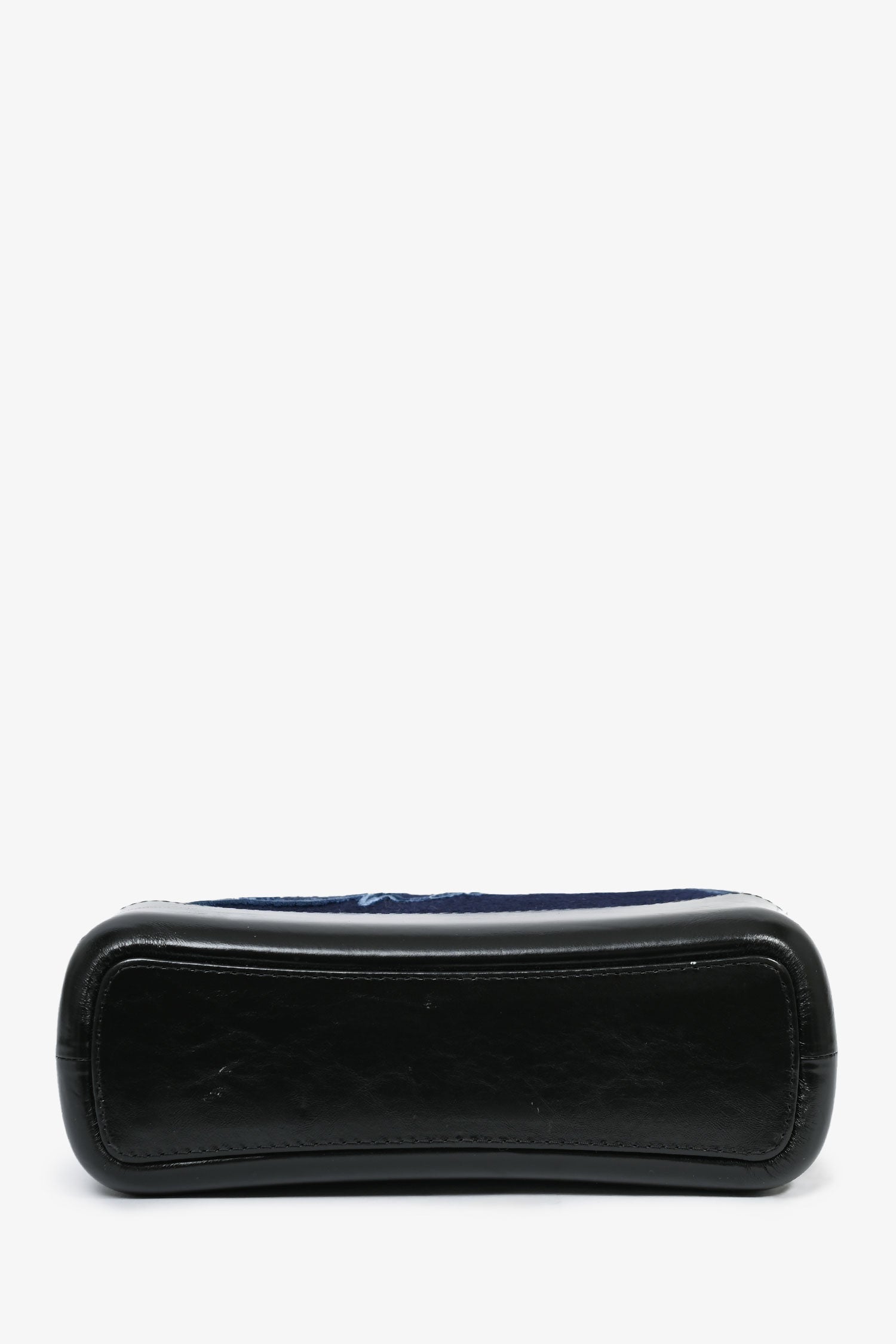 Chanel™ 2019 Navy Wool 'Paris Hamburg' Embroidered Large Gabrielle Hobo