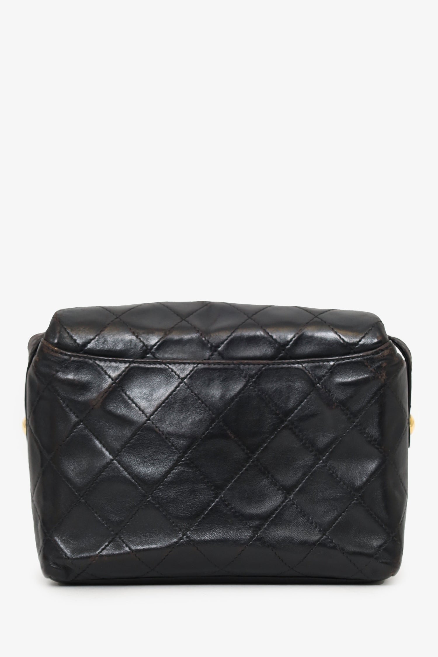 Chanel™ 1991-94 Black Lambskin Round Flap Shoulder Bag