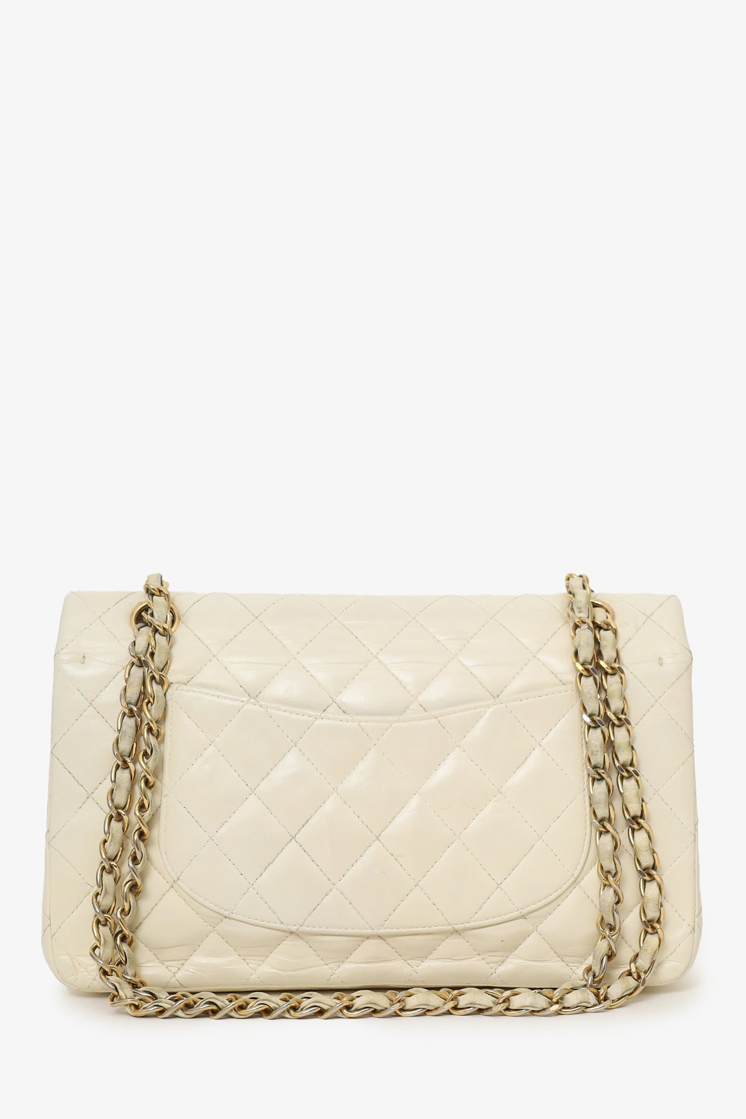 Chanel™ 2003-04 White Lambskin Medium Double Flap Bag 'As Is'