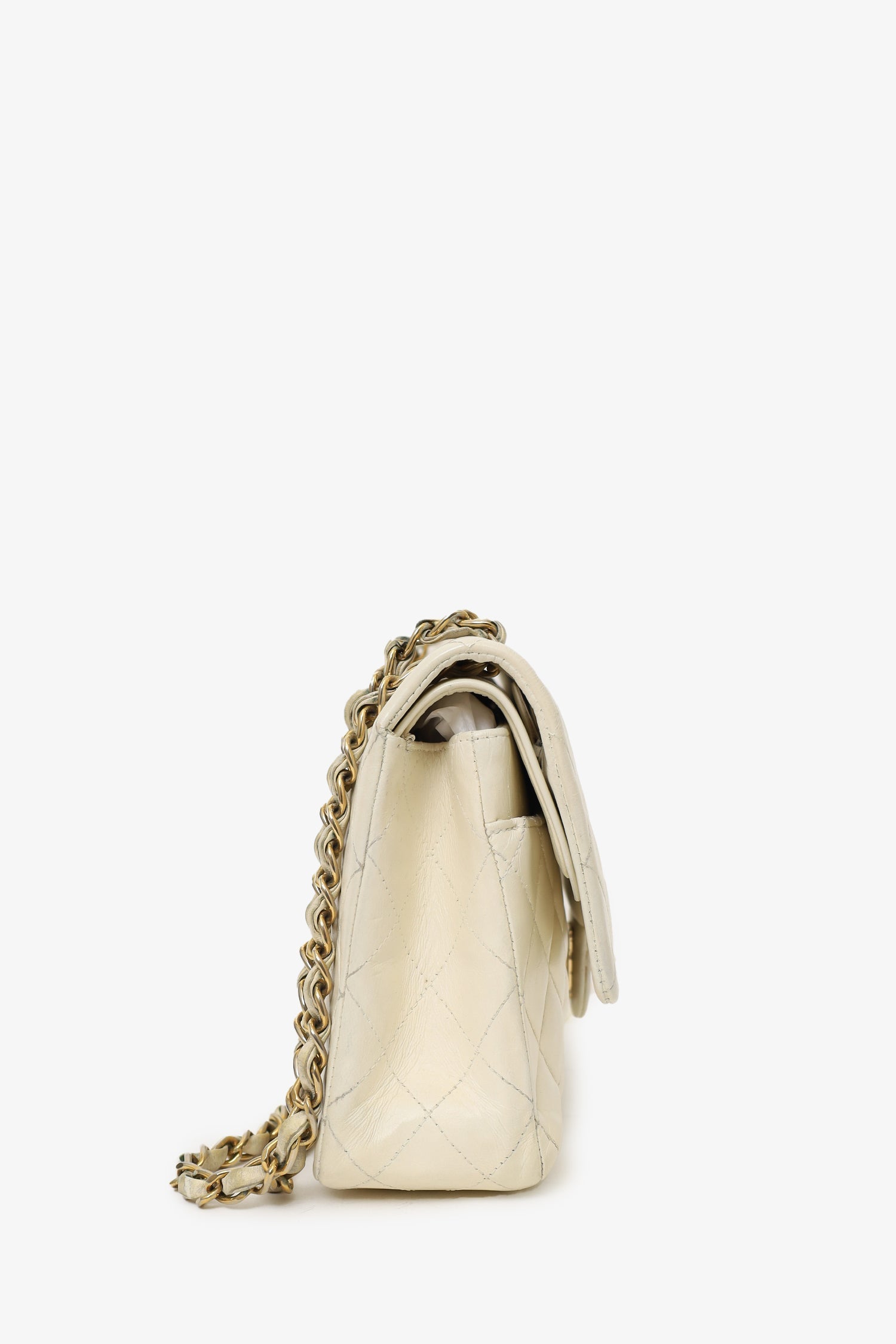 Chanel™ 2003-04 White Lambskin Medium Double Flap Bag 'As Is'