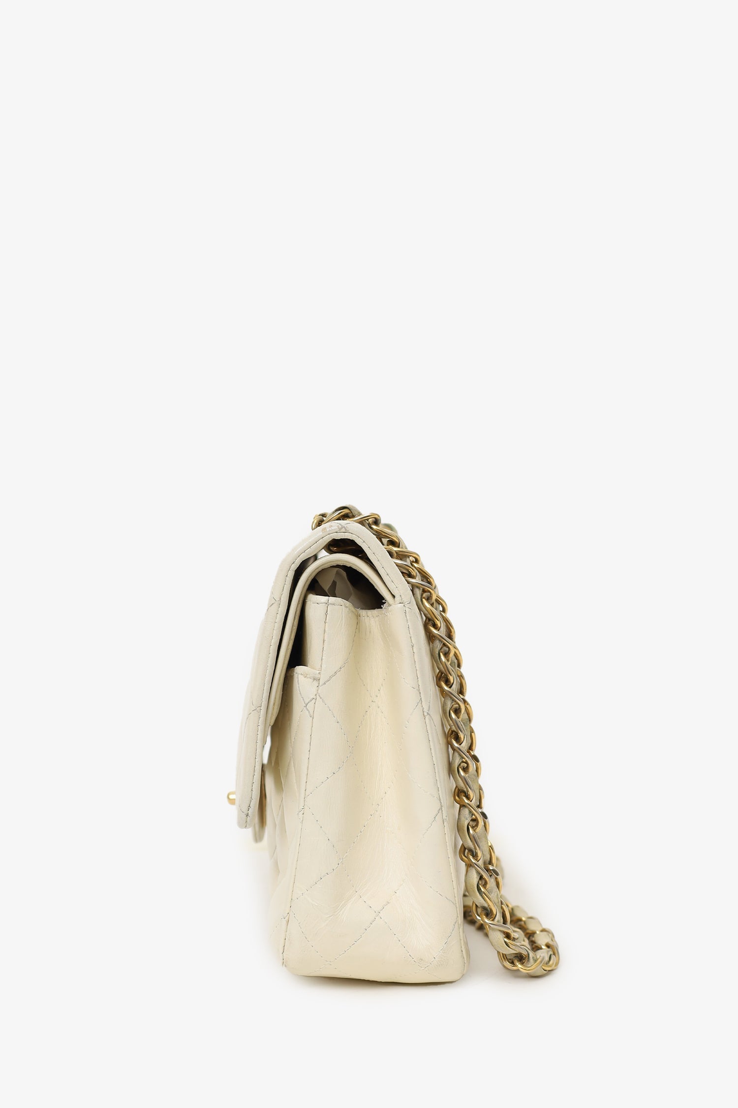 Chanel™ 2003-04 White Lambskin Medium Double Flap Bag 'As Is'