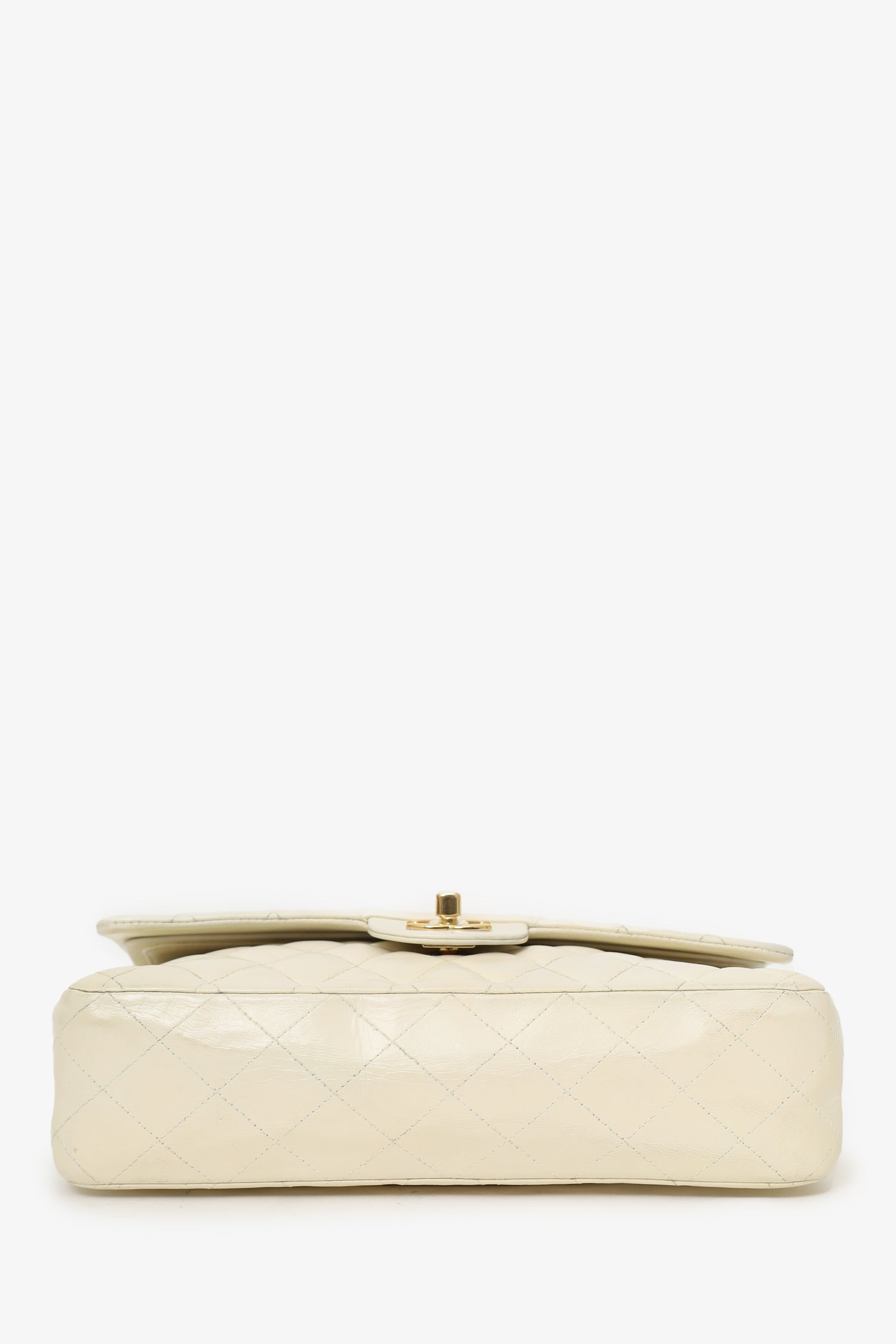 Chanel™ 2003-04 White Lambskin Medium Double Flap Bag 'As Is'
