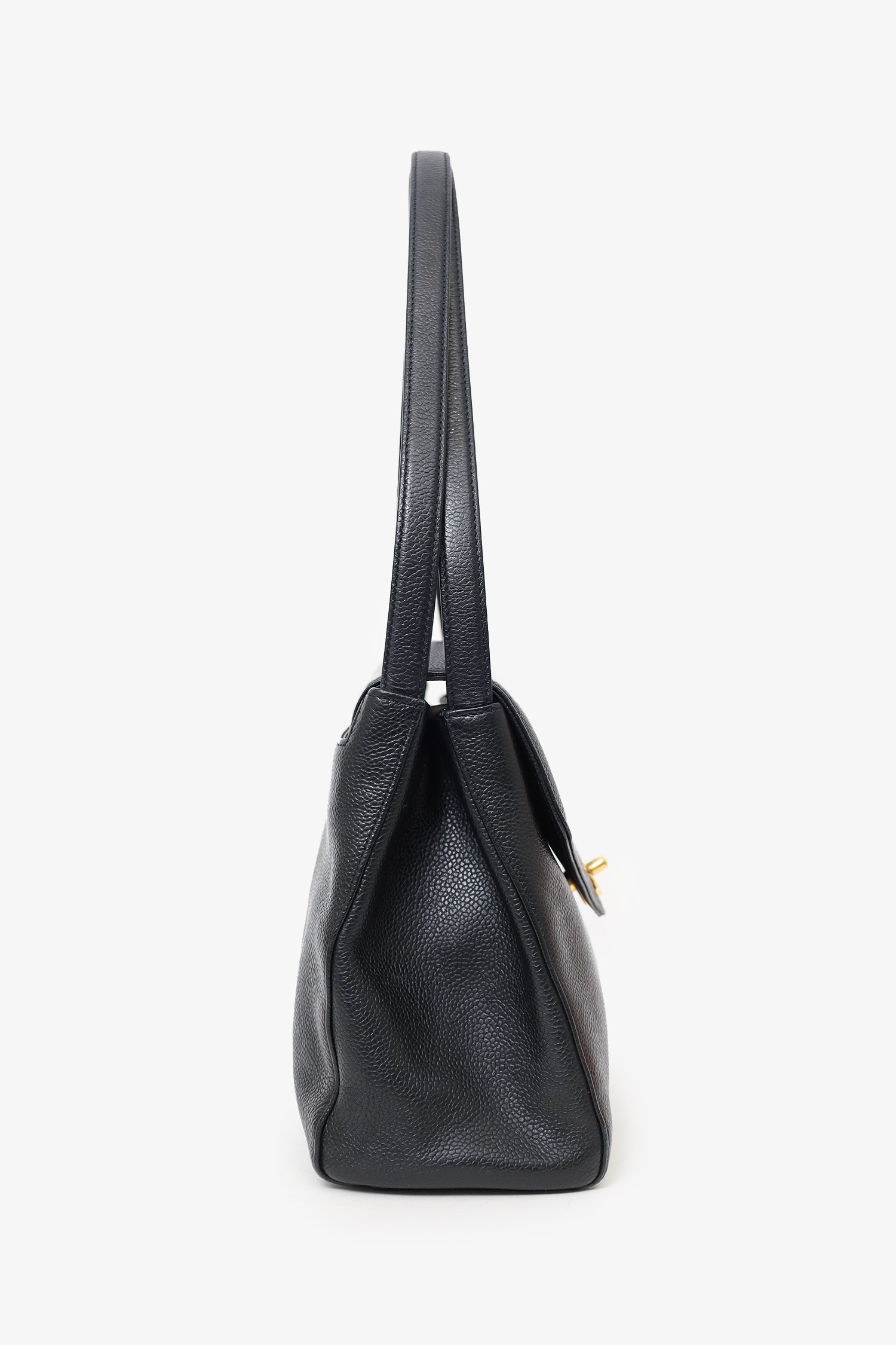 Chanel™ 1997-99 Black Caviar CC Turnlock Envelope Shoulder Bag