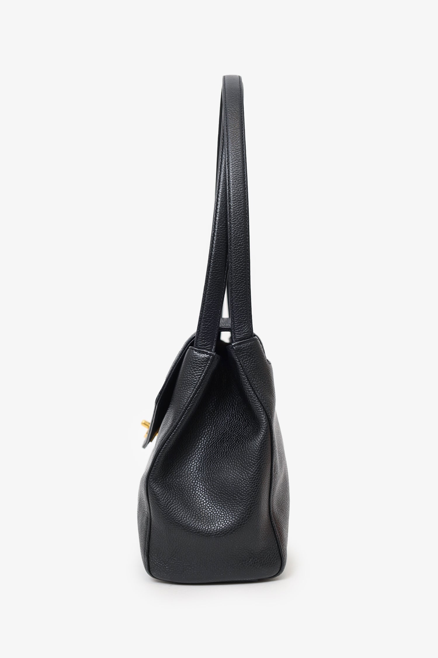 Chanel™ 1997-99 Black Caviar CC Turnlock Envelope Shoulder Bag