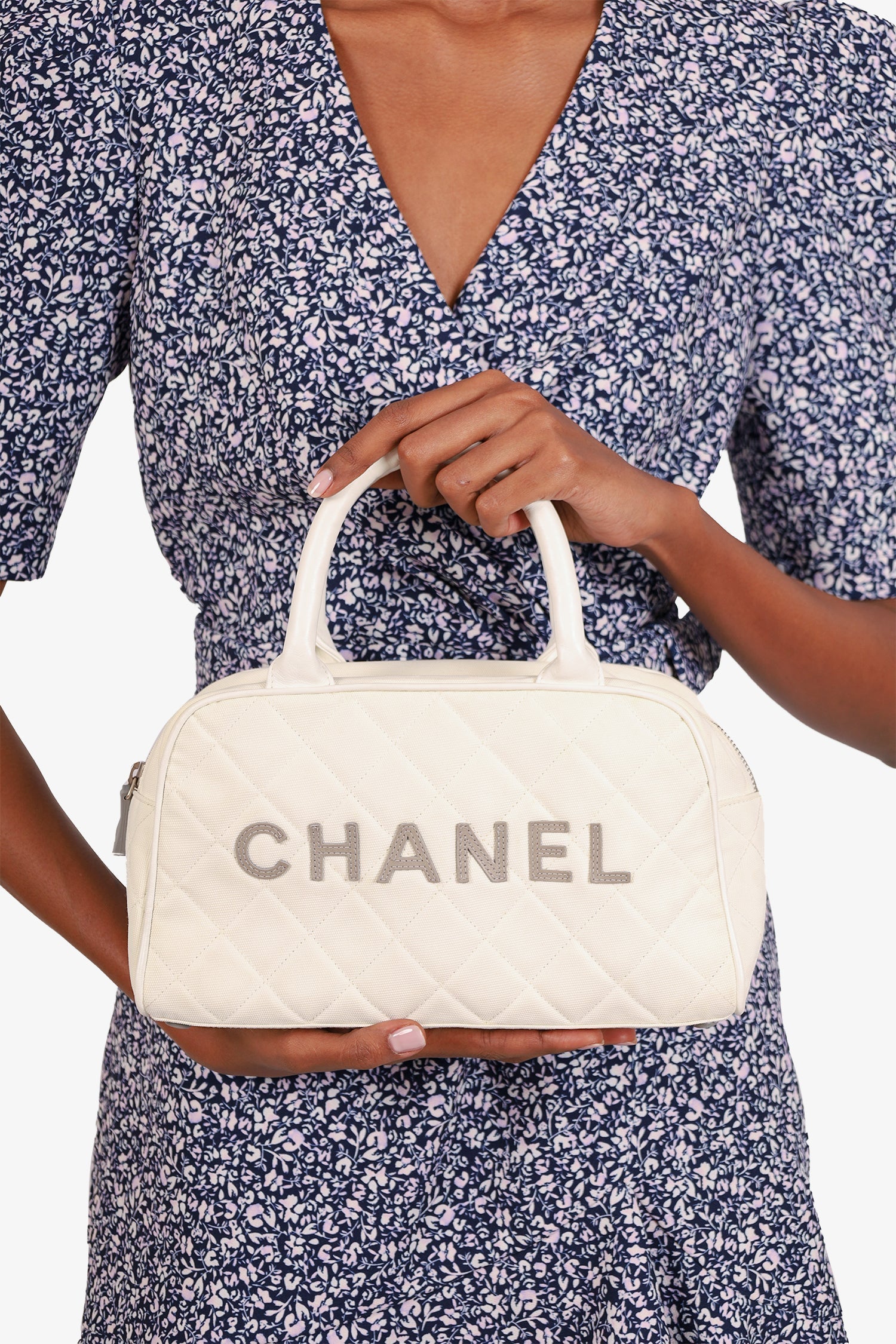 Chanel™ 2000-02 White Canvas Mini Bowler Bag