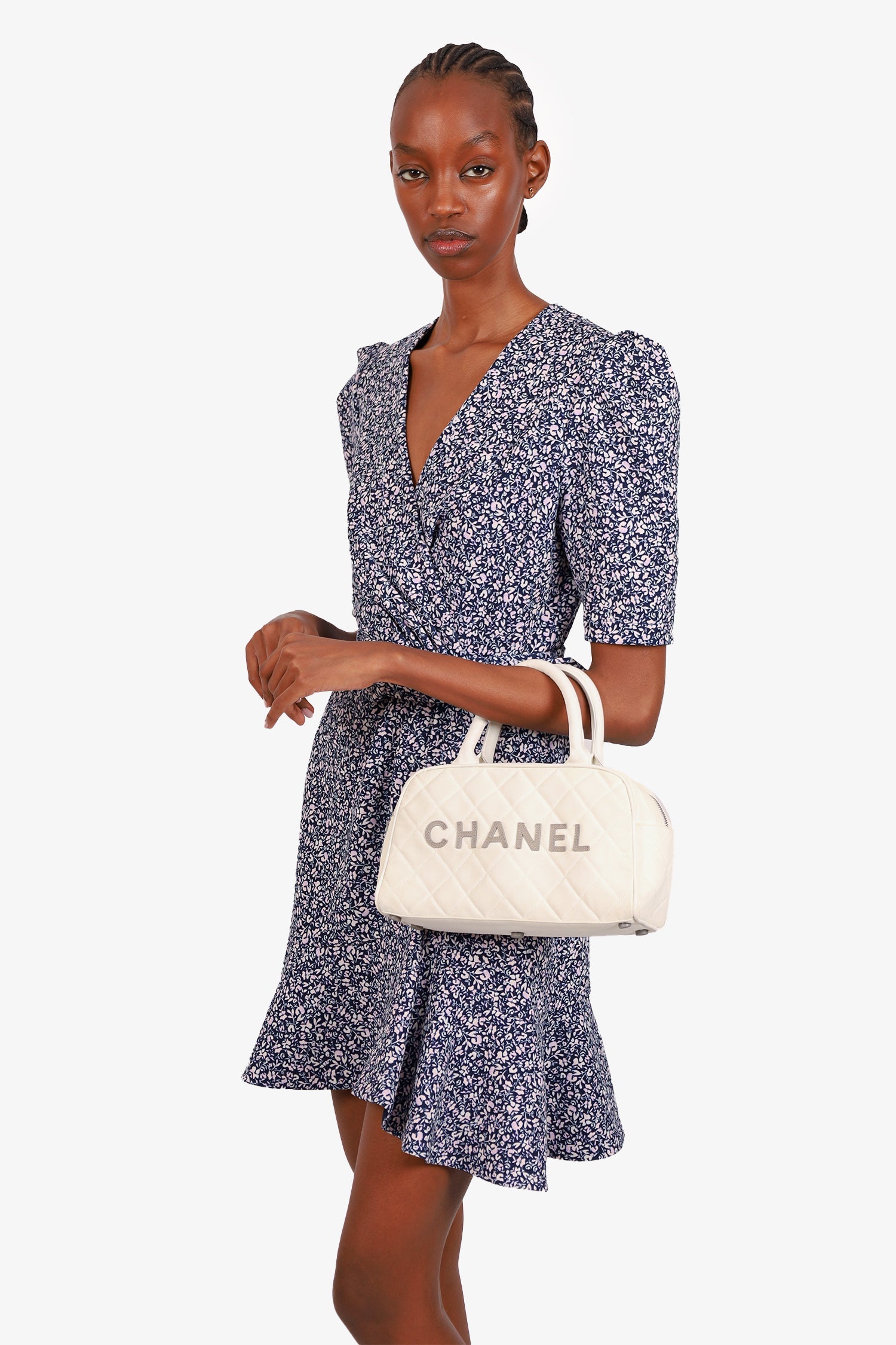 Chanel™ 2000-02 White Canvas Mini Bowler Bag