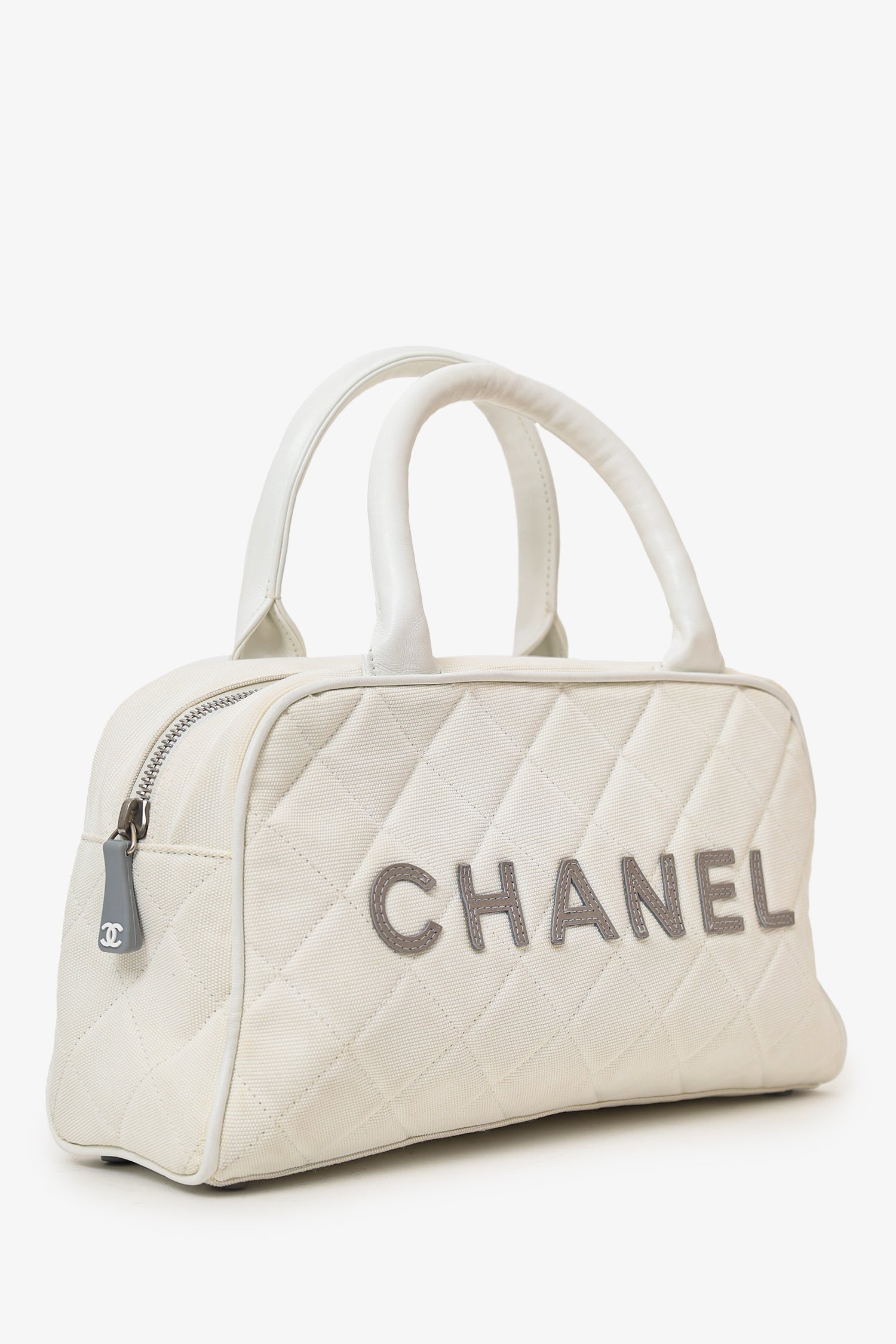 Chanel™ 2000-02 White Canvas Mini Bowler Bag