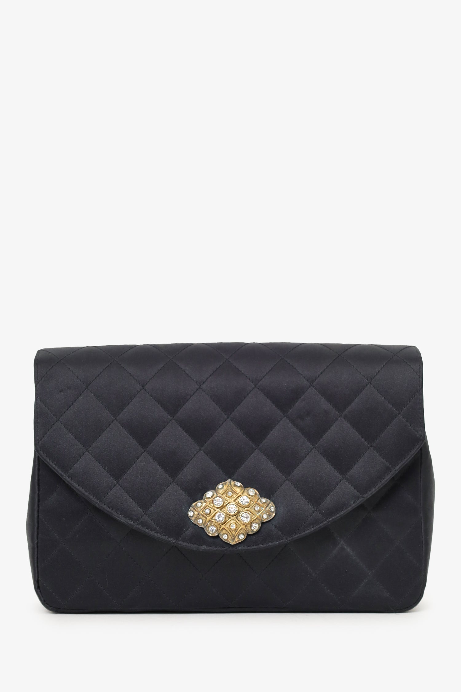 Chanel™ 1986-88 Black Satin Gripoix Pearl Jewel Evening Bag 'As Is'