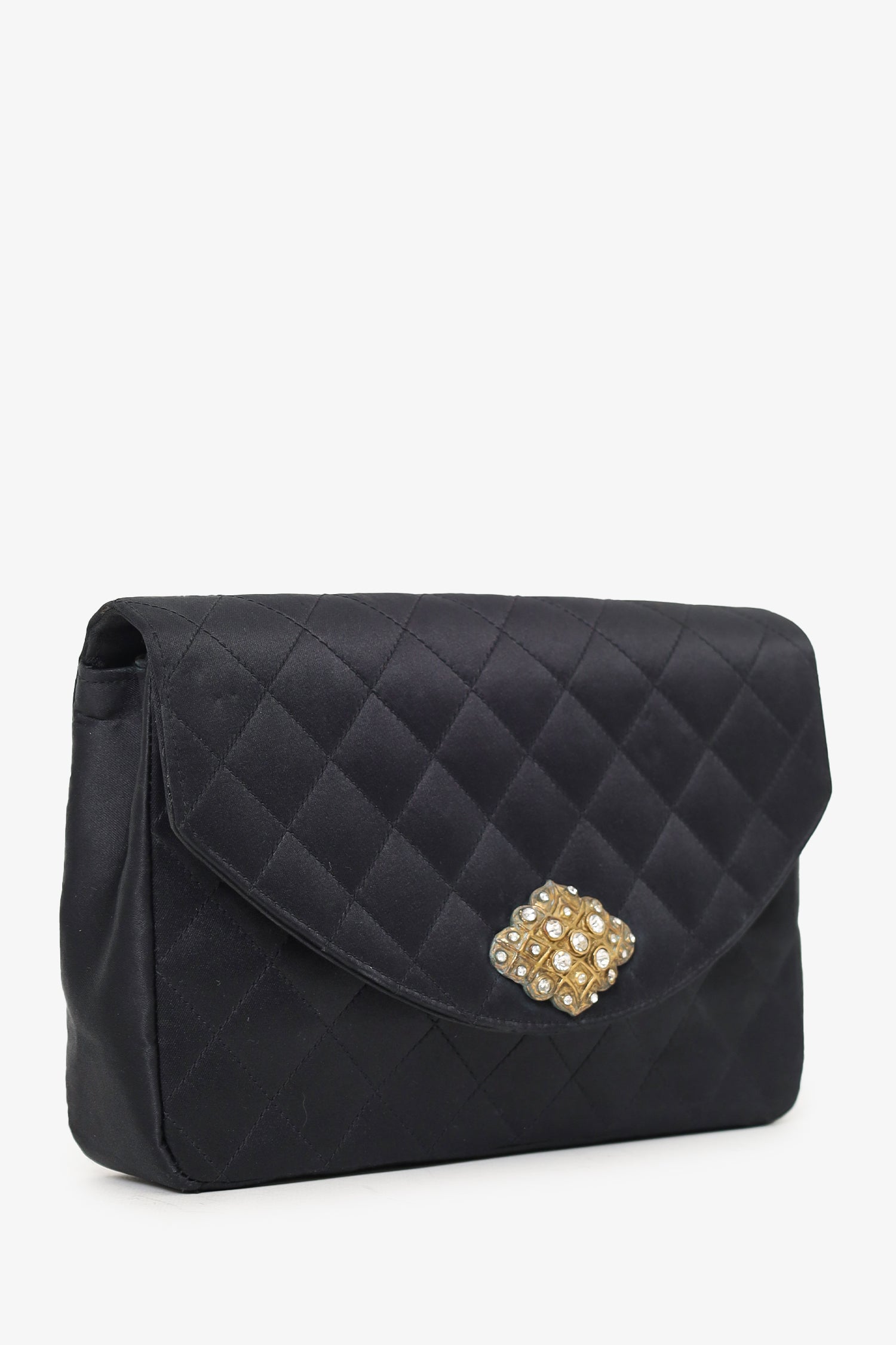 Chanel™ 1986-88 Black Satin Gripoix Pearl Jewel Evening Bag 'As Is'