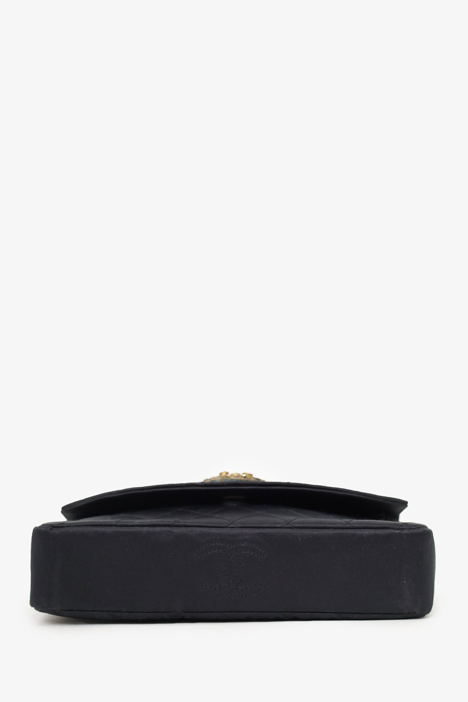 Chanel™ 1986-88 Black Satin Gripoix Pearl Jewel Evening Bag 'As Is'