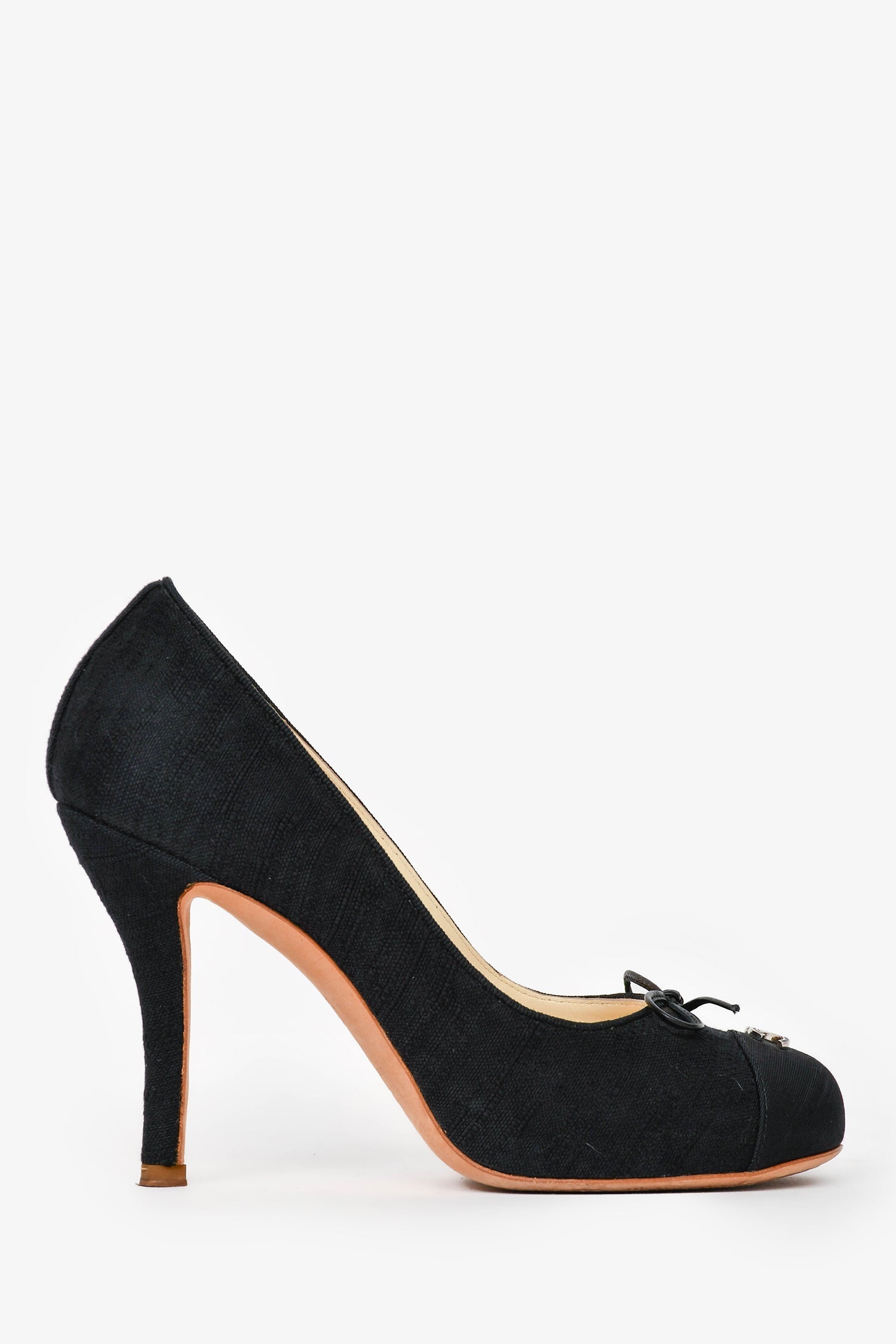 Chanel™ Black Cloth CC Heels Size 36