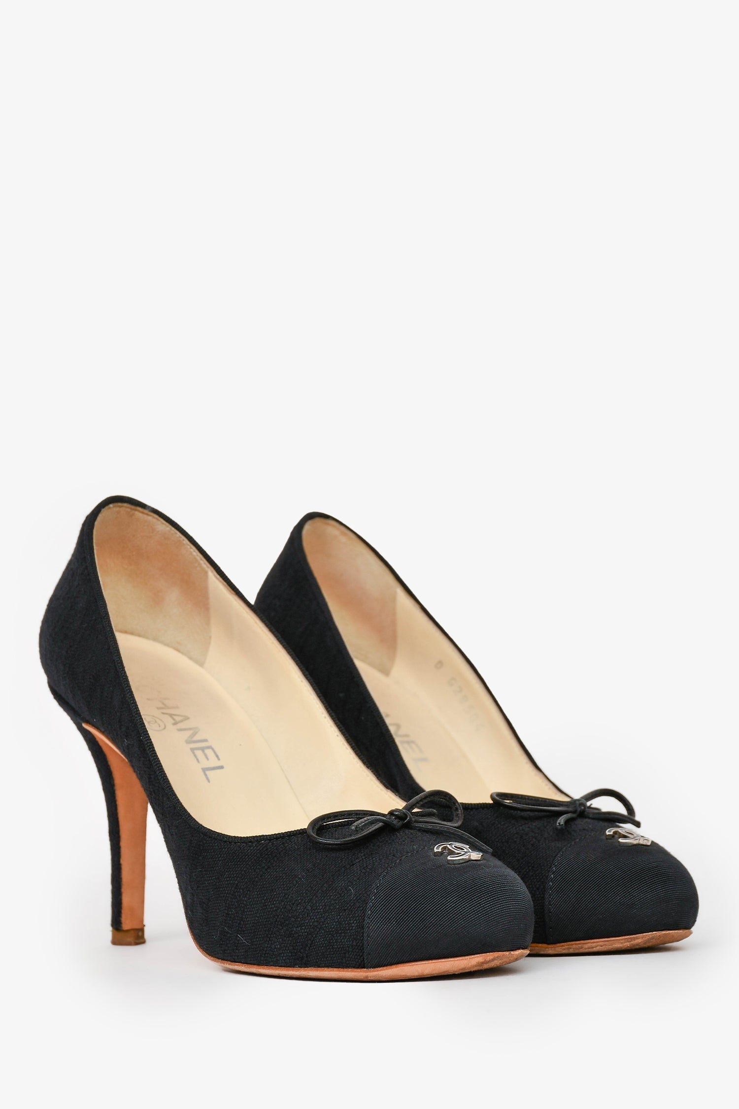 Chanel™ Black Cloth CC Heels Size 36