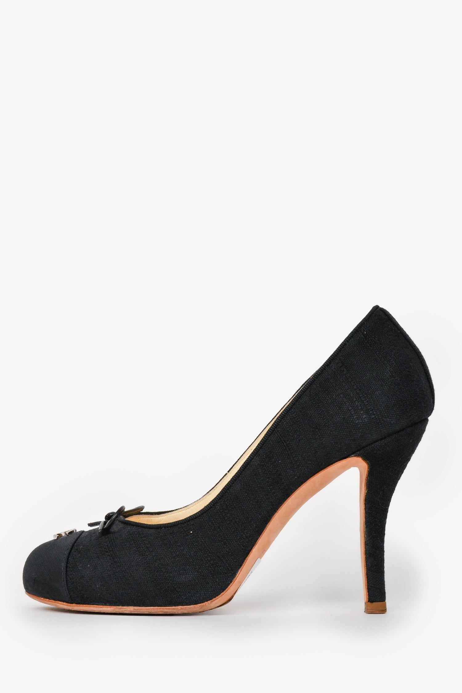 Chanel™ Black Cloth CC Heels Size 36