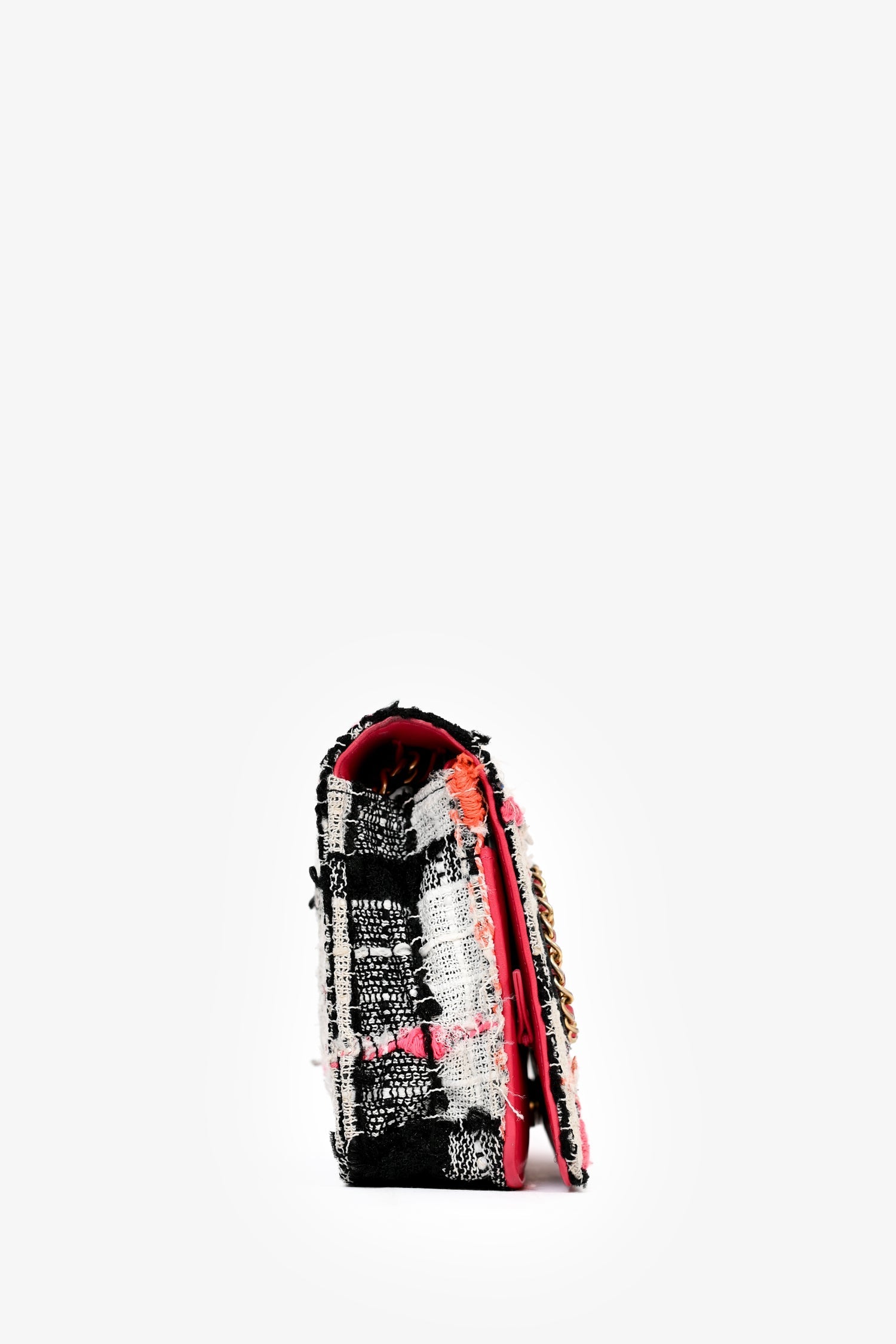 Chanel™ 2019 Pink/Black/Cream Tweed Wallet On Chain