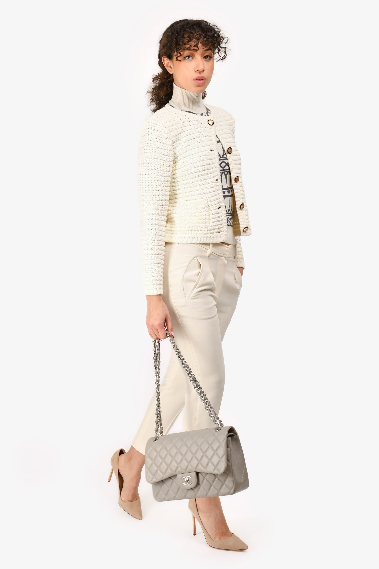 Chanel™ 2019/20 Grey Lambskin Leather Jumbo Double Flap