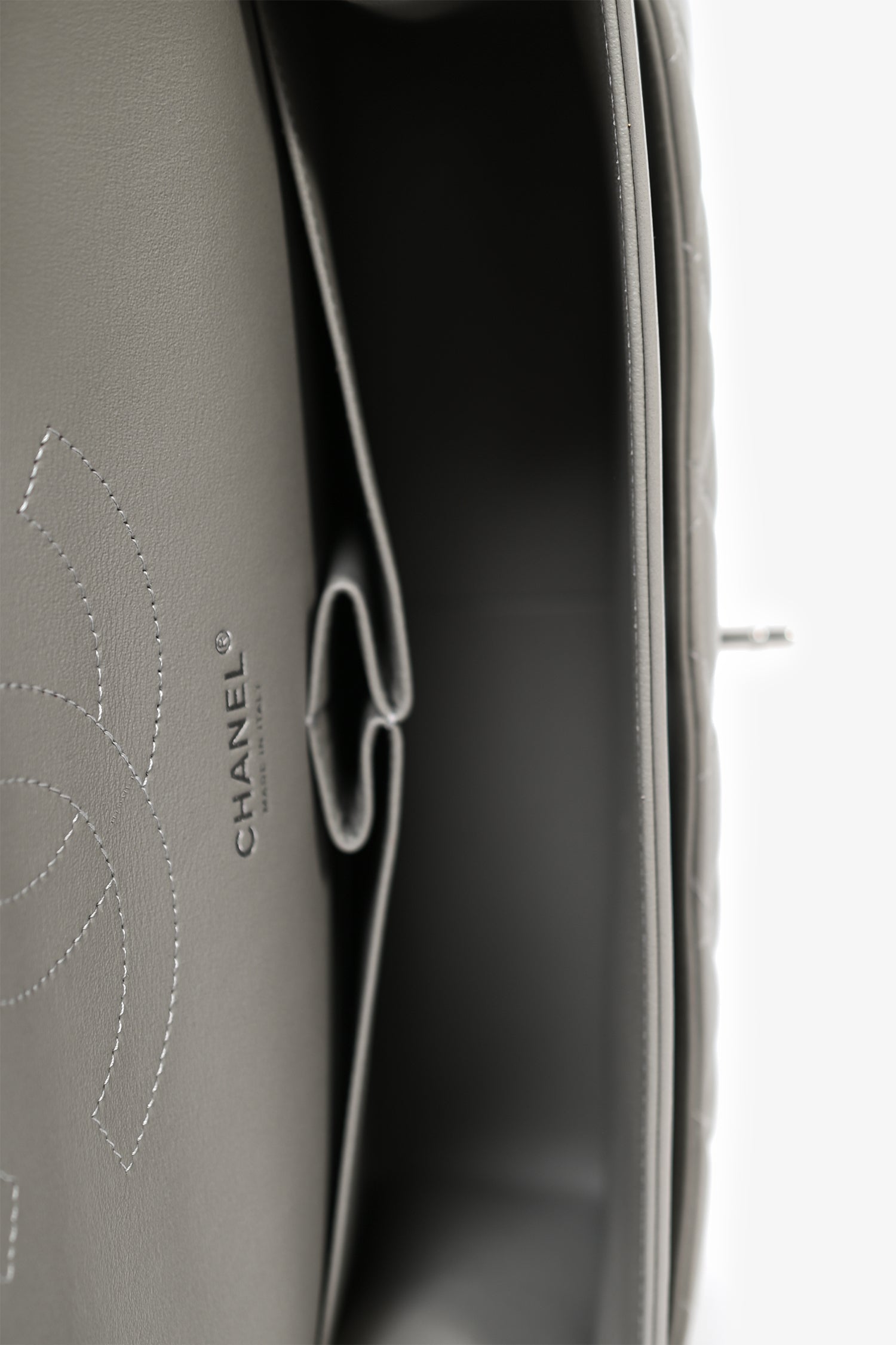 Chanel™ 2019/20 Grey Lambskin Leather Jumbo Double Flap