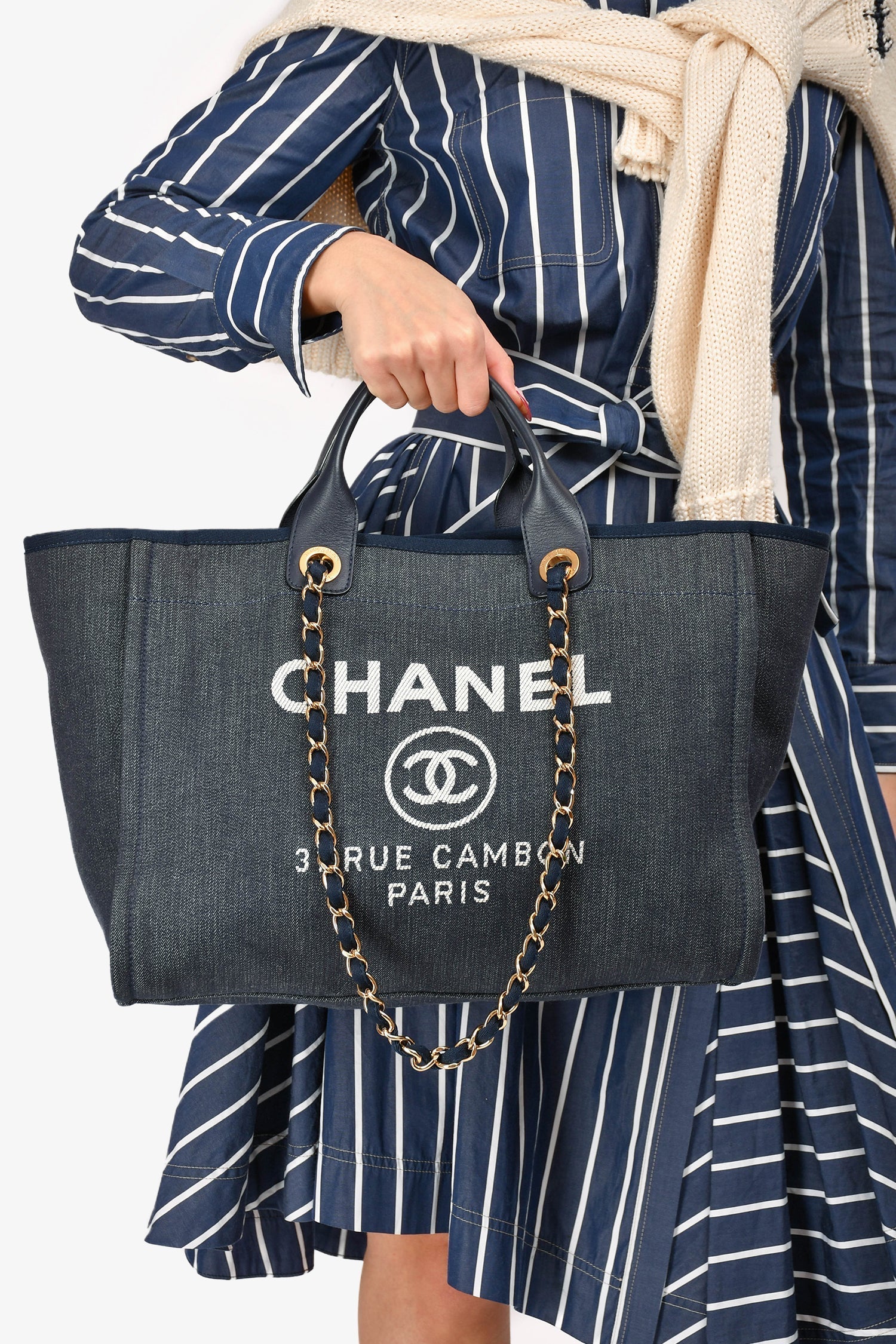 Chanel™ 2013-14 Navy Denim Deauville Tote (As Is)