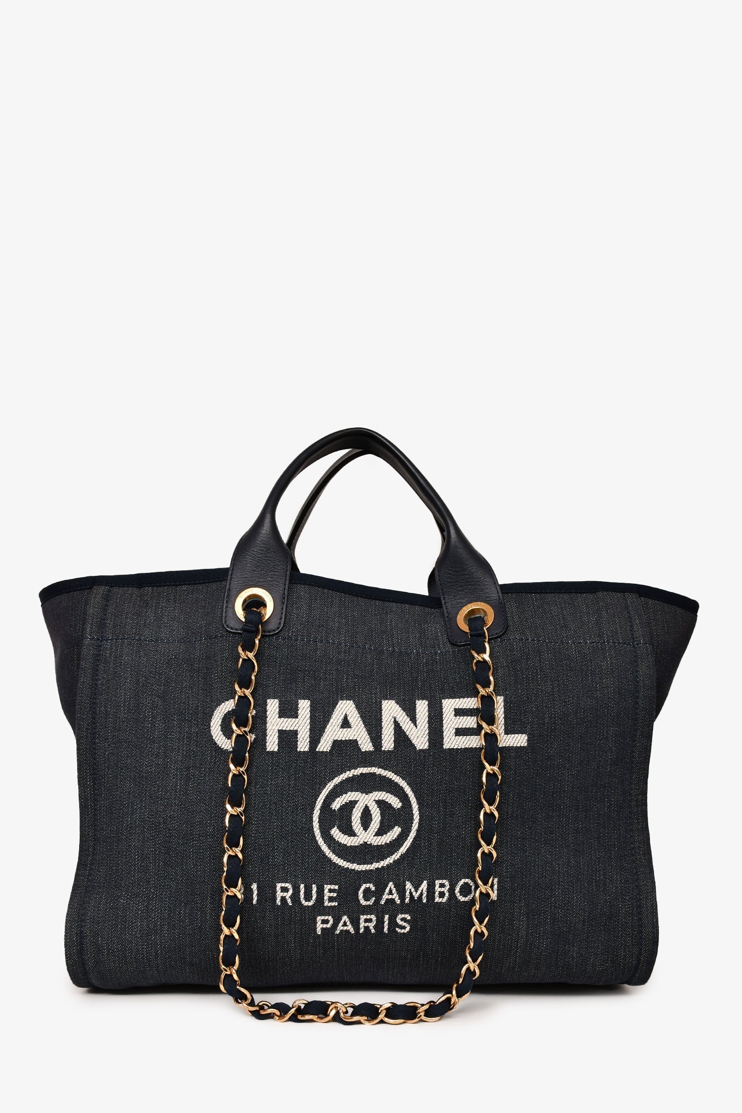 Chanel™ 2013-14 Navy Denim Deauville Tote (As Is)