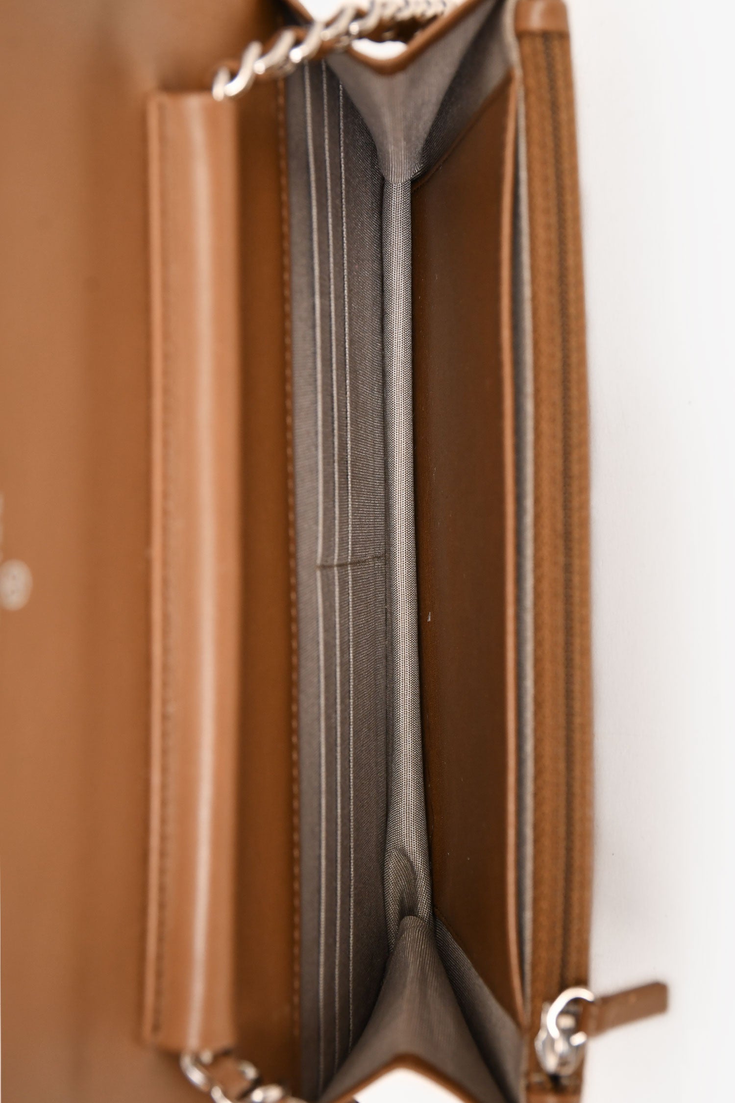 Chanel™ 2012-13 Brown Caviar Leather CC Logo Wallet On Chain