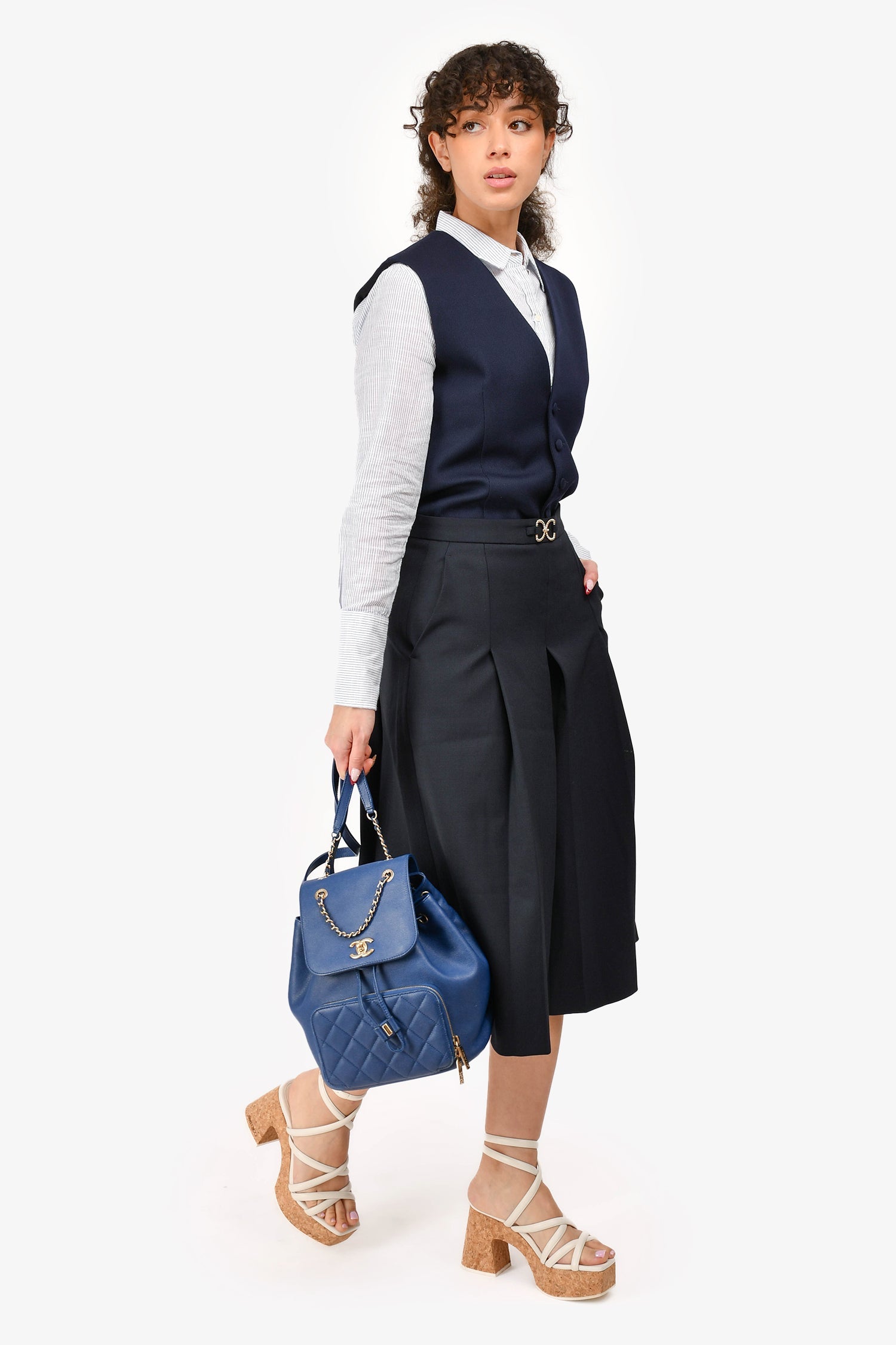 Chanel™ 2017 Blue Caviar Leather Business Affinity GHW Backpack