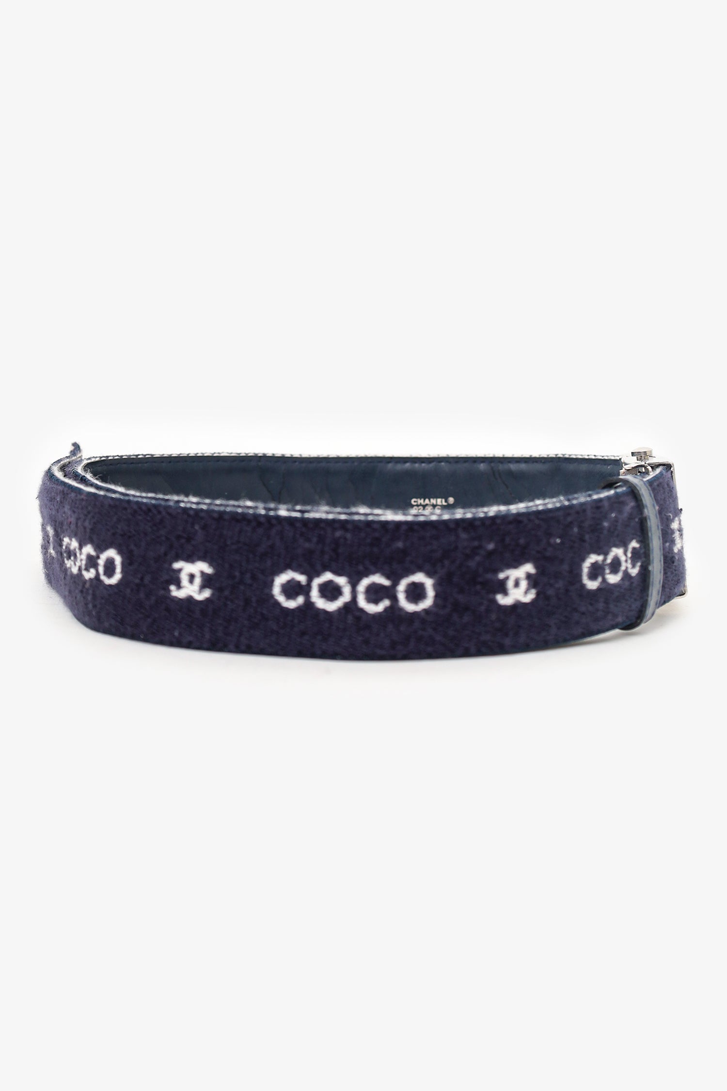 Chanel™ Navy Wool 'Coco CC' Belt