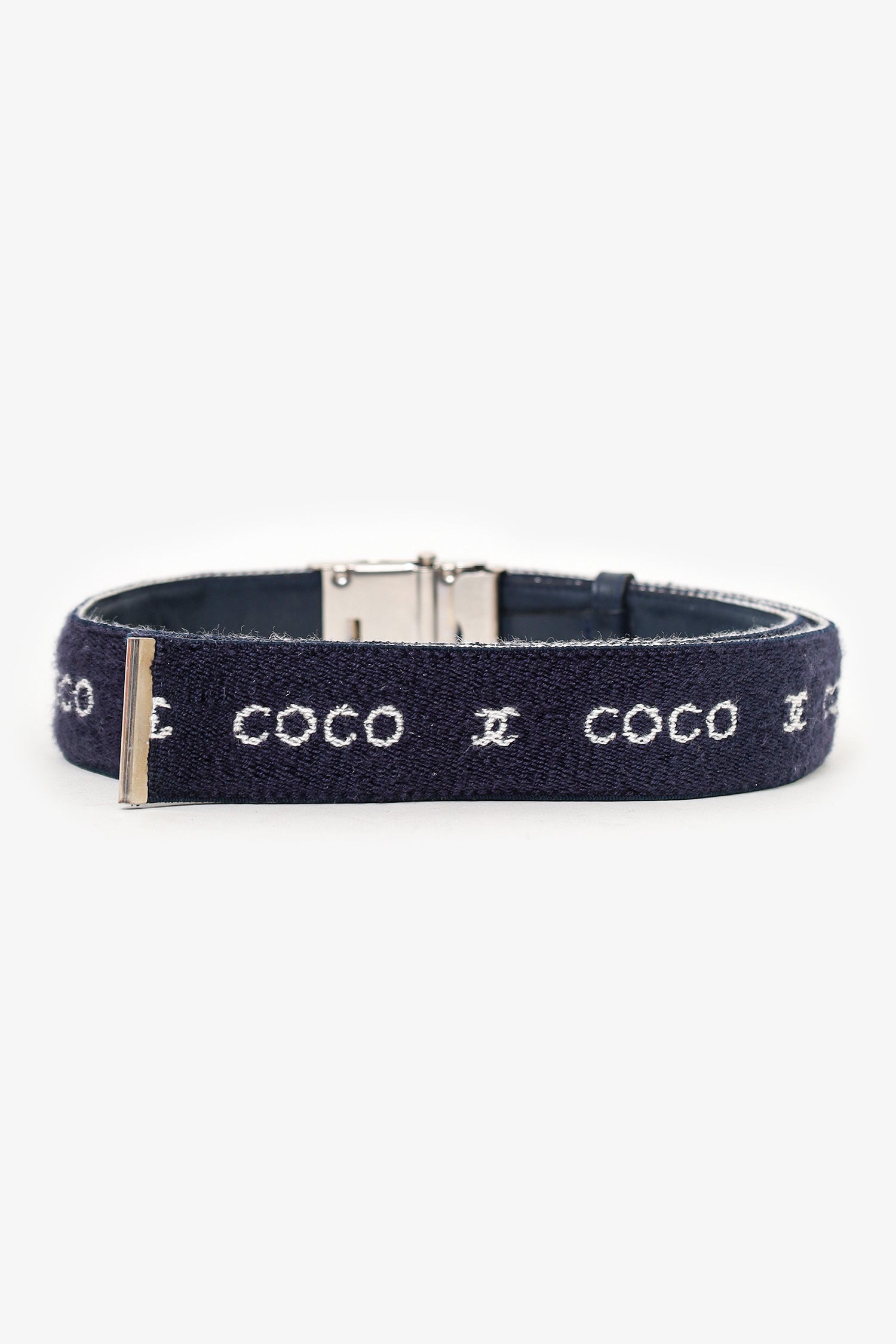 Chanel™ Navy Wool 'Coco CC' Belt