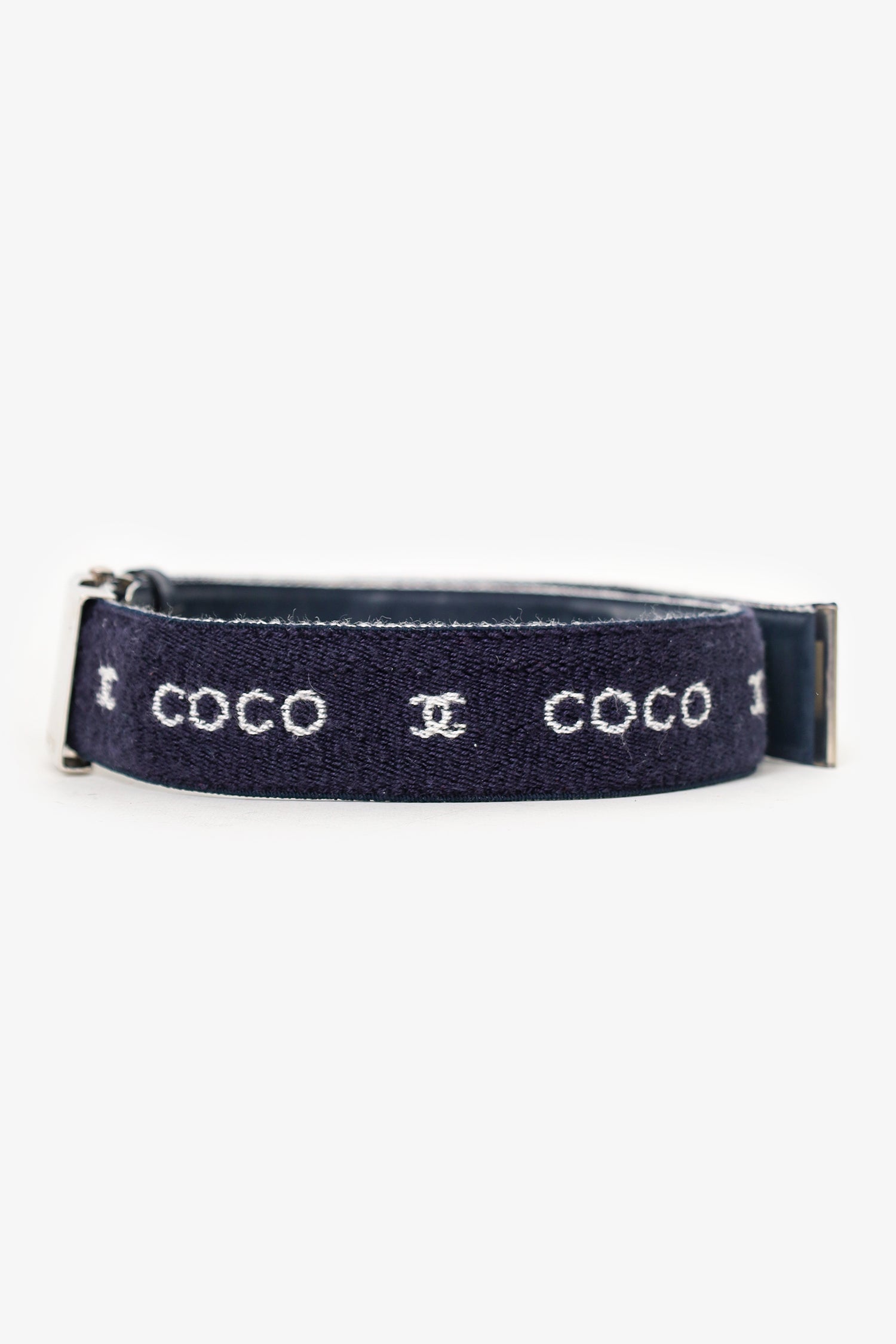 Chanel™ Navy Wool 'Coco CC' Belt