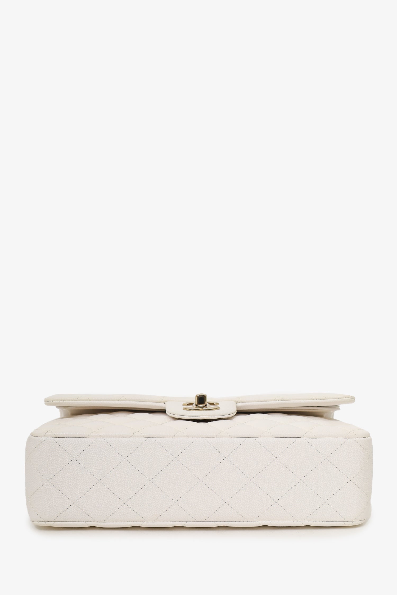 Chanel™ 2022 White Caviar Leather Medium Double Flap Bag