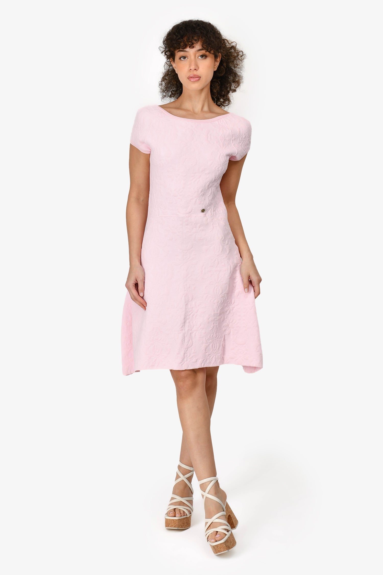Chanel™ Pink Jacquard 'Versaille' Dress Size 40